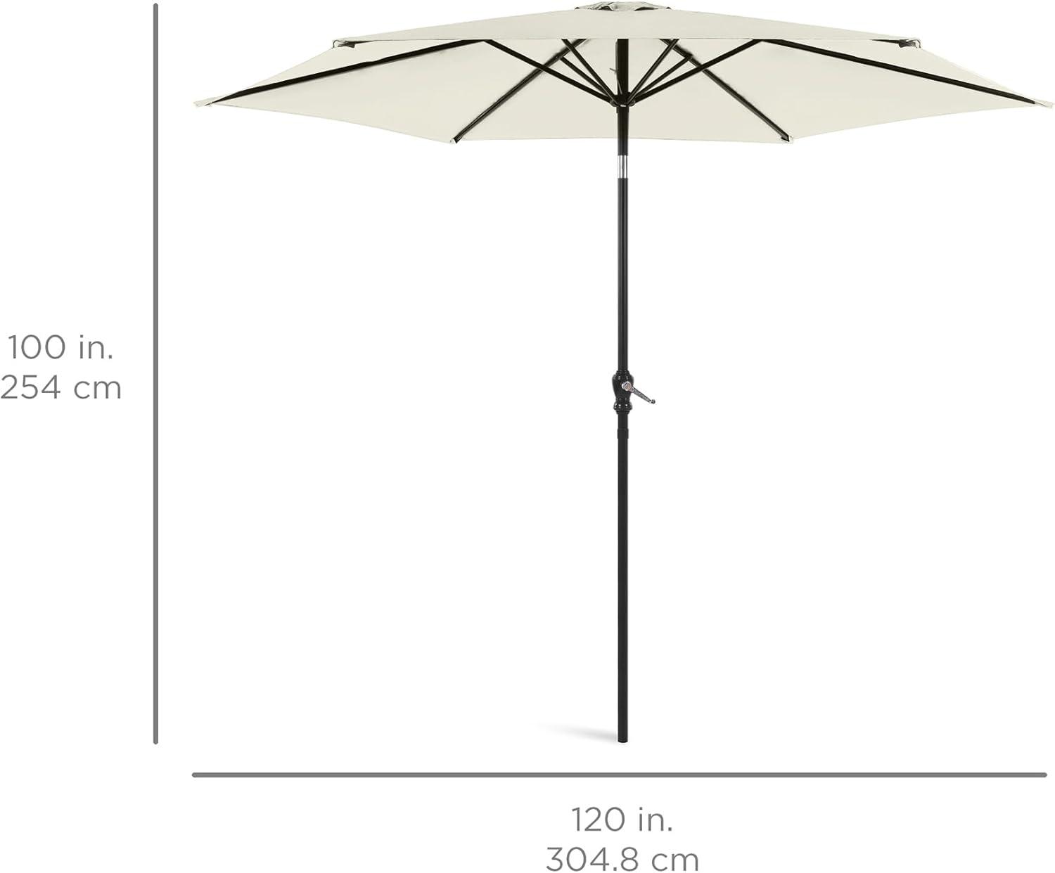 imageBest Choice Products 10ft Market Umbrella Outdoor Sun Shade for Backyard Deck Poolside Table wWoodgrain Pattern Easy Tilt ampamp Crank  Fog GrayIvory