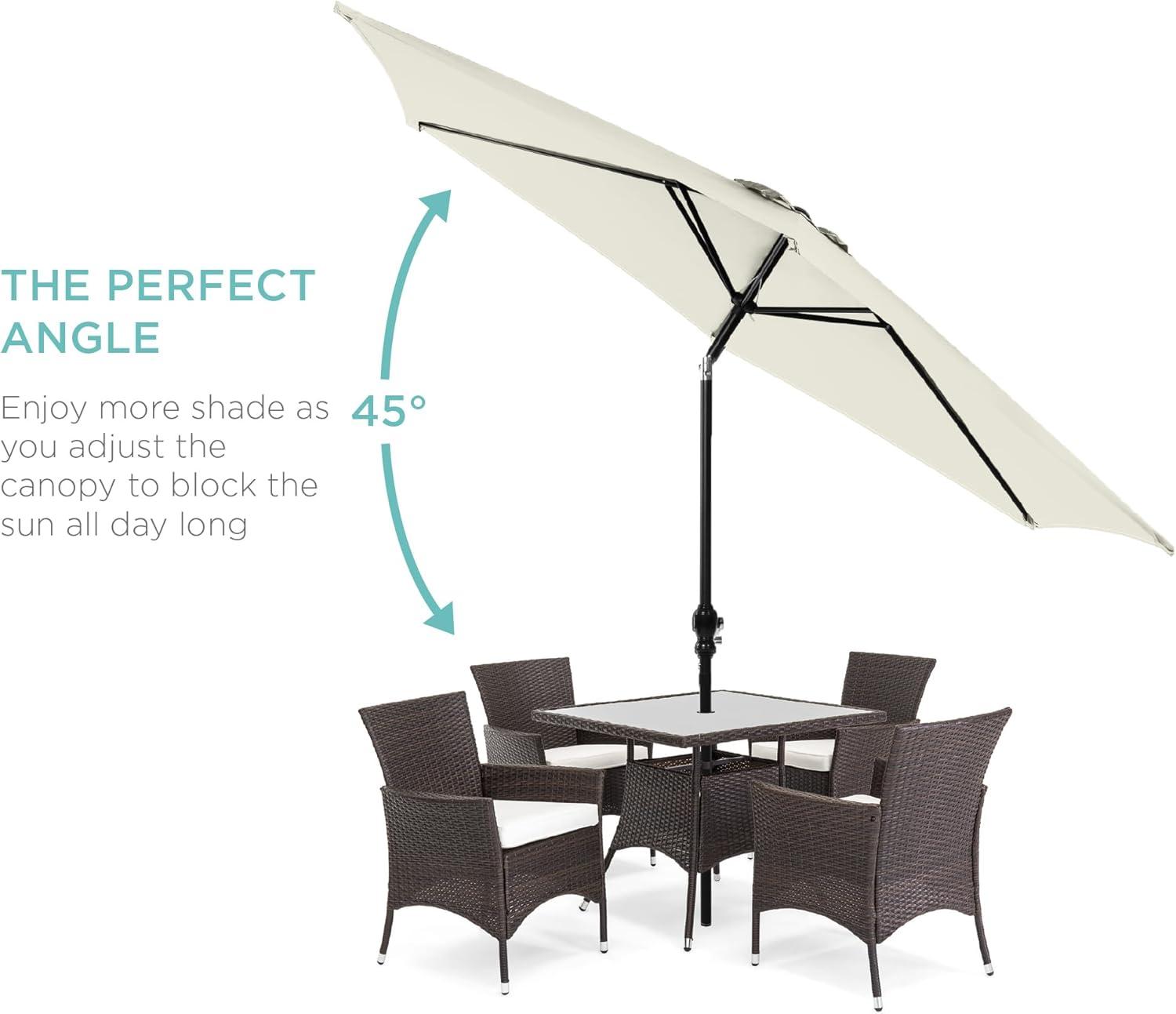 imageBest Choice Products 10ft Market Umbrella Outdoor Sun Shade for Backyard Deck Poolside Table wWoodgrain Pattern Easy Tilt ampamp Crank  Fog GrayIvory