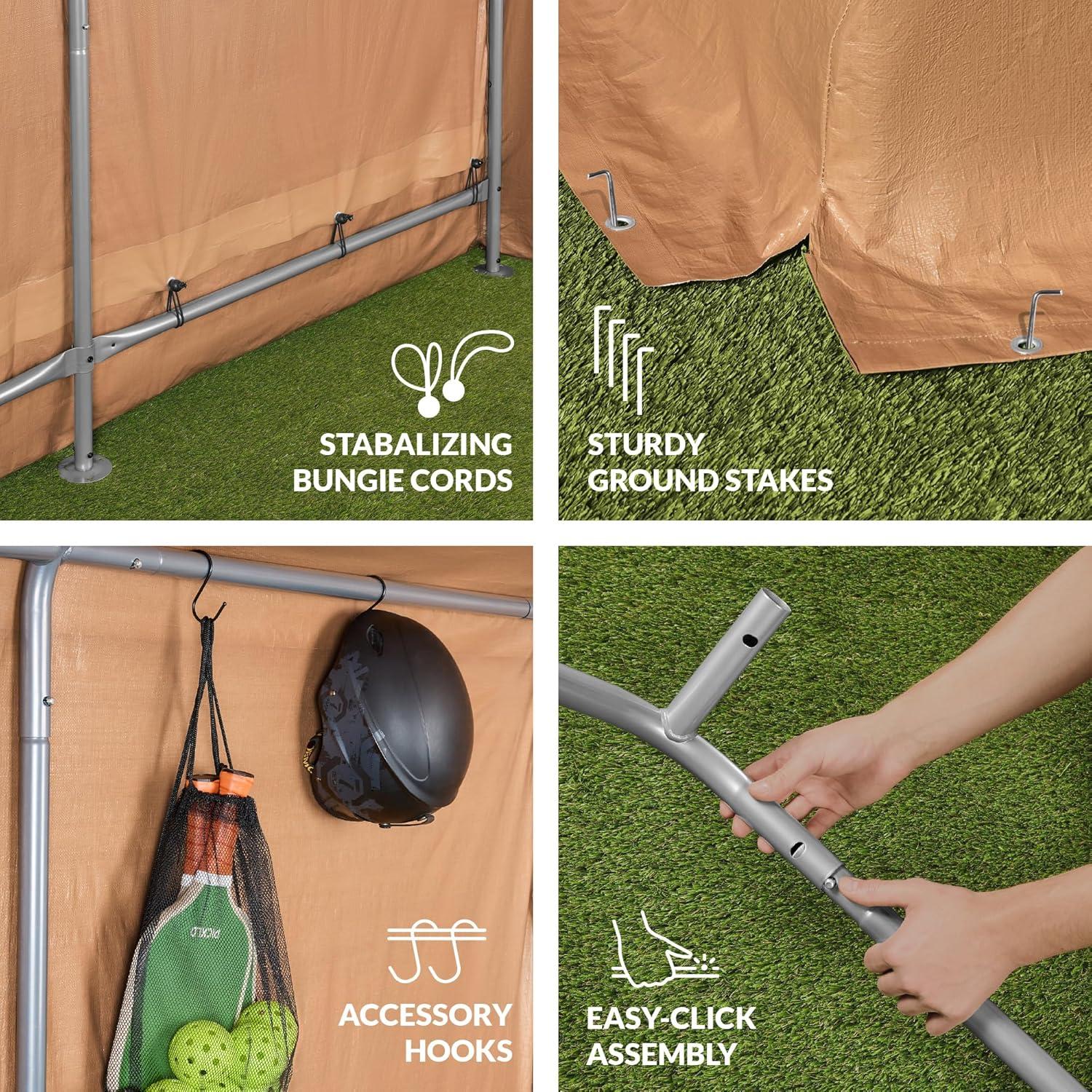 imageBest Choice Products 10x8ft Outdoor Storage Shed Carport Canopy Shelter Dual Doors ampamp Windows Metal Frame WeatherResistant Perfect for Storing Motorcycle Bike Garden Tools  GrayTan