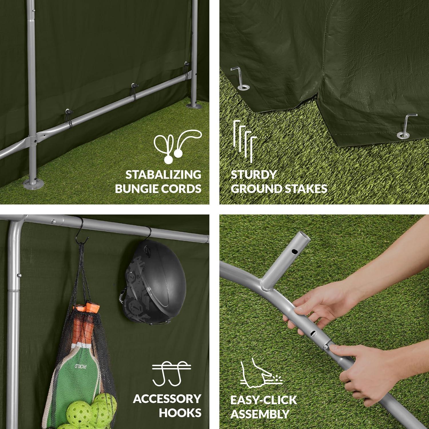 imageBest Choice Products 10x8ft Outdoor Storage Shed Carport Canopy Shelter Dual Doors ampamp Windows Metal Frame WeatherResistant Perfect for Storing Motorcycle Bike Garden Tools  GrayForest Green