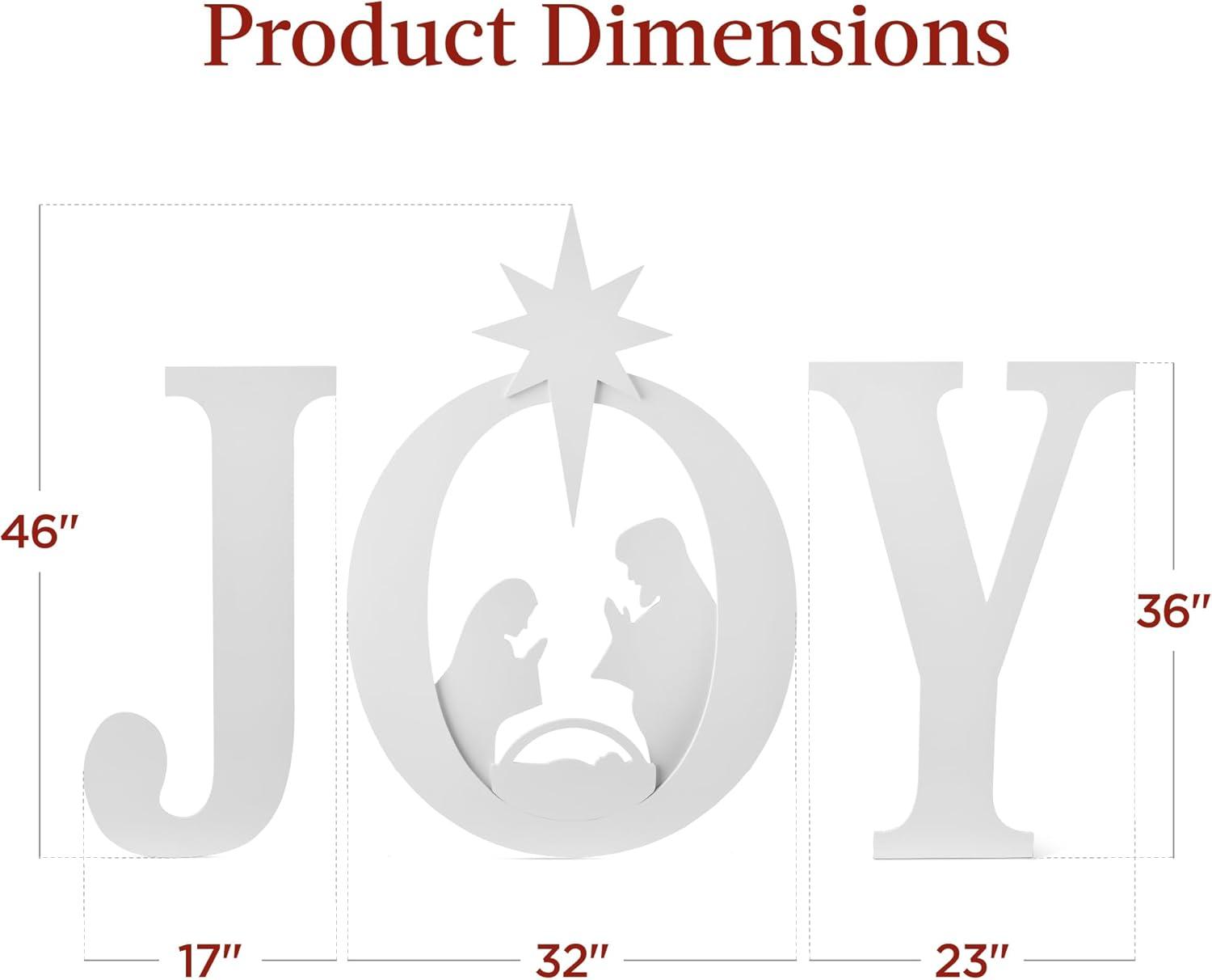 imageBest Choice Products 46in Outdoor JOY Christmas Nativity Decoration 3 Piece Yard Decor Sign Holy Weather Resistant PVC Silhouette for Garden  RedWhiteWhite