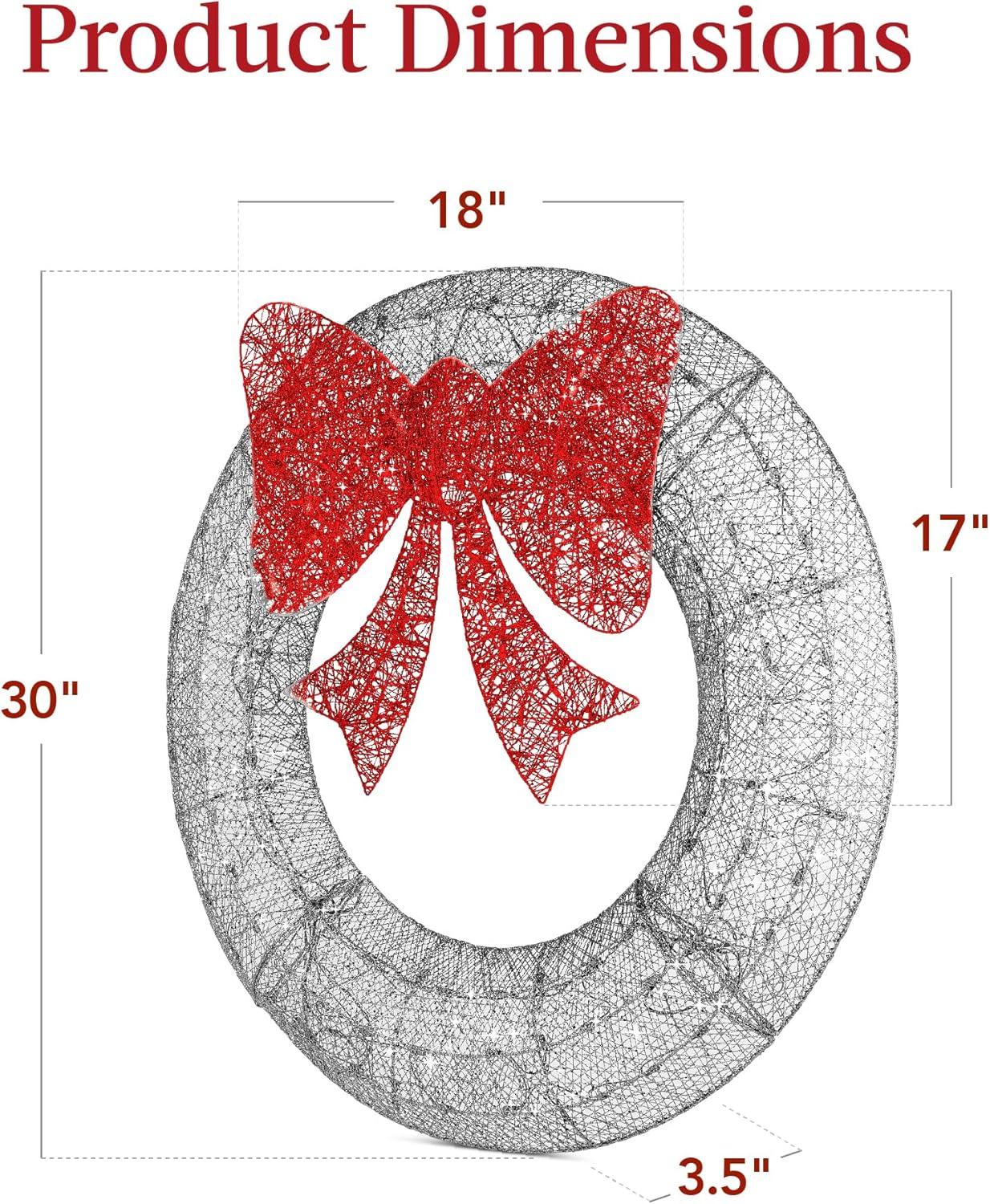 imageBest Choice Products 48in PreLit Outdoor Christmas Wreath Decoration LED Metal Holiday Decor for Home w 140 Lights Bow  GoldRedSilverRed