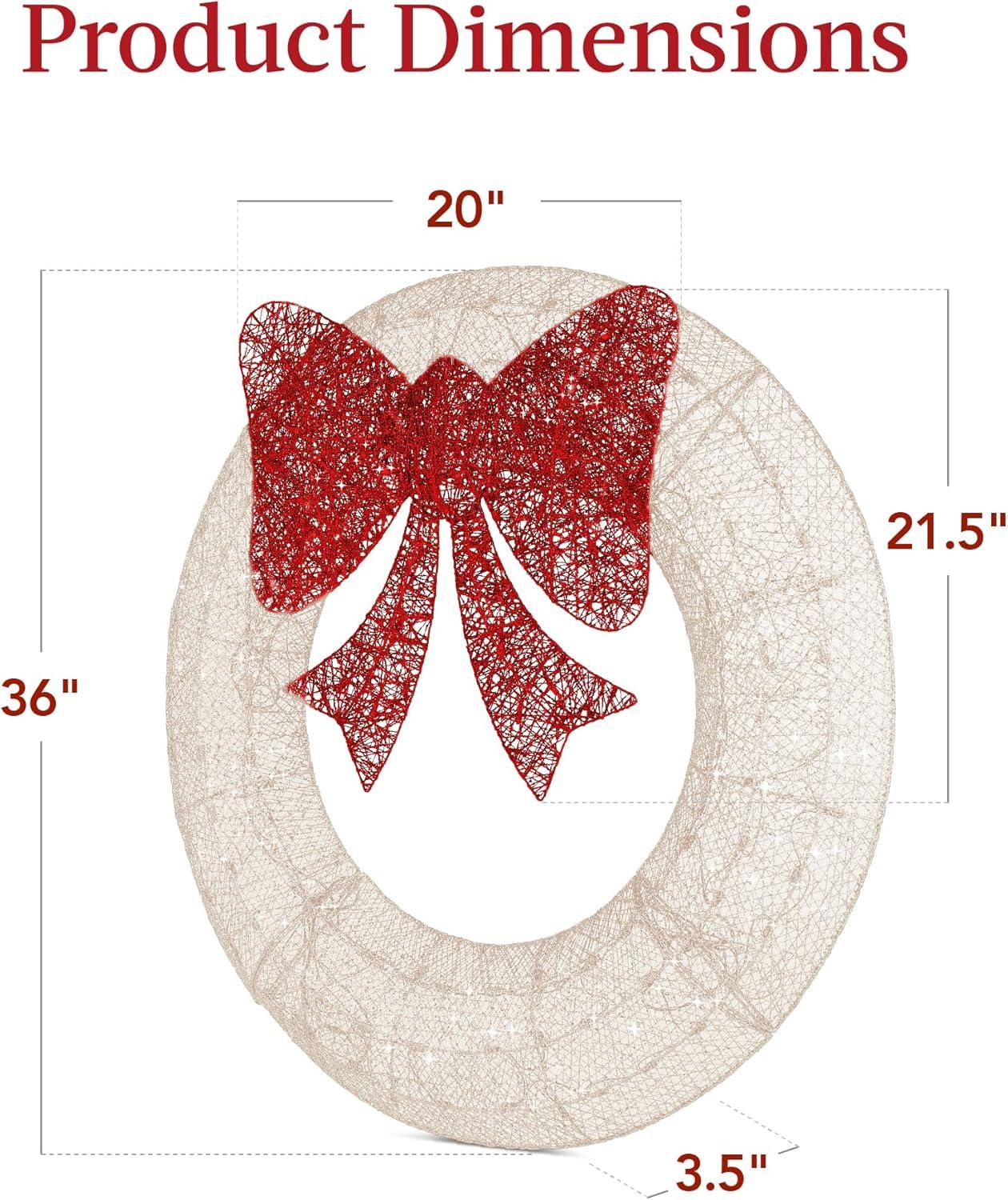 imageBest Choice Products 48in PreLit Outdoor Christmas Wreath Decoration LED Metal Holiday Decor for Home w 140 Lights Bow  GoldRedWhiteRed