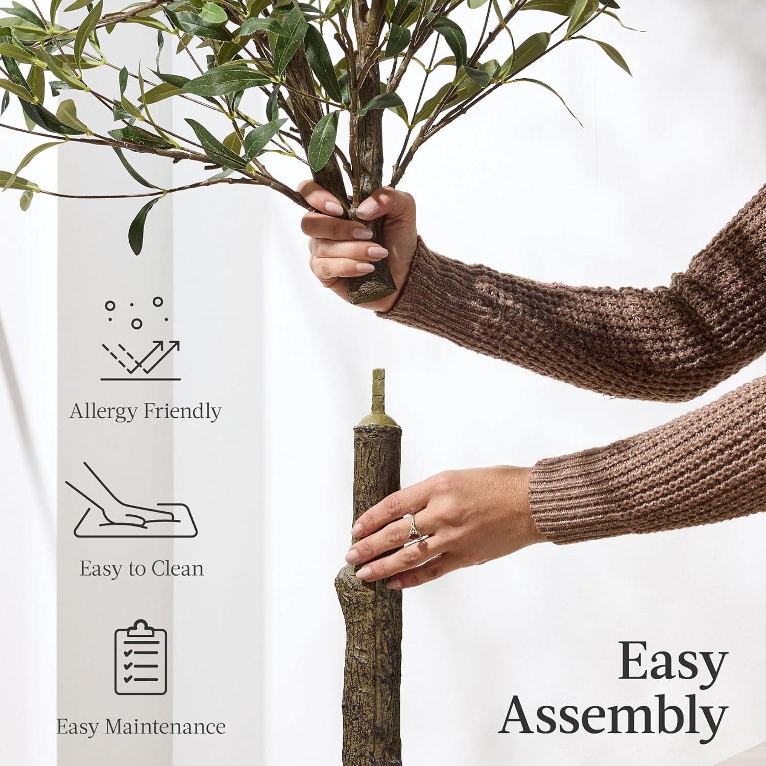 imageBest Choice Products 5Ft Artificial Olive Tree Lifelike Faux Tree wPlanter Pot Indoor Home Office Accent Decor Realistic Trunk Fruit Fake Plant5ft