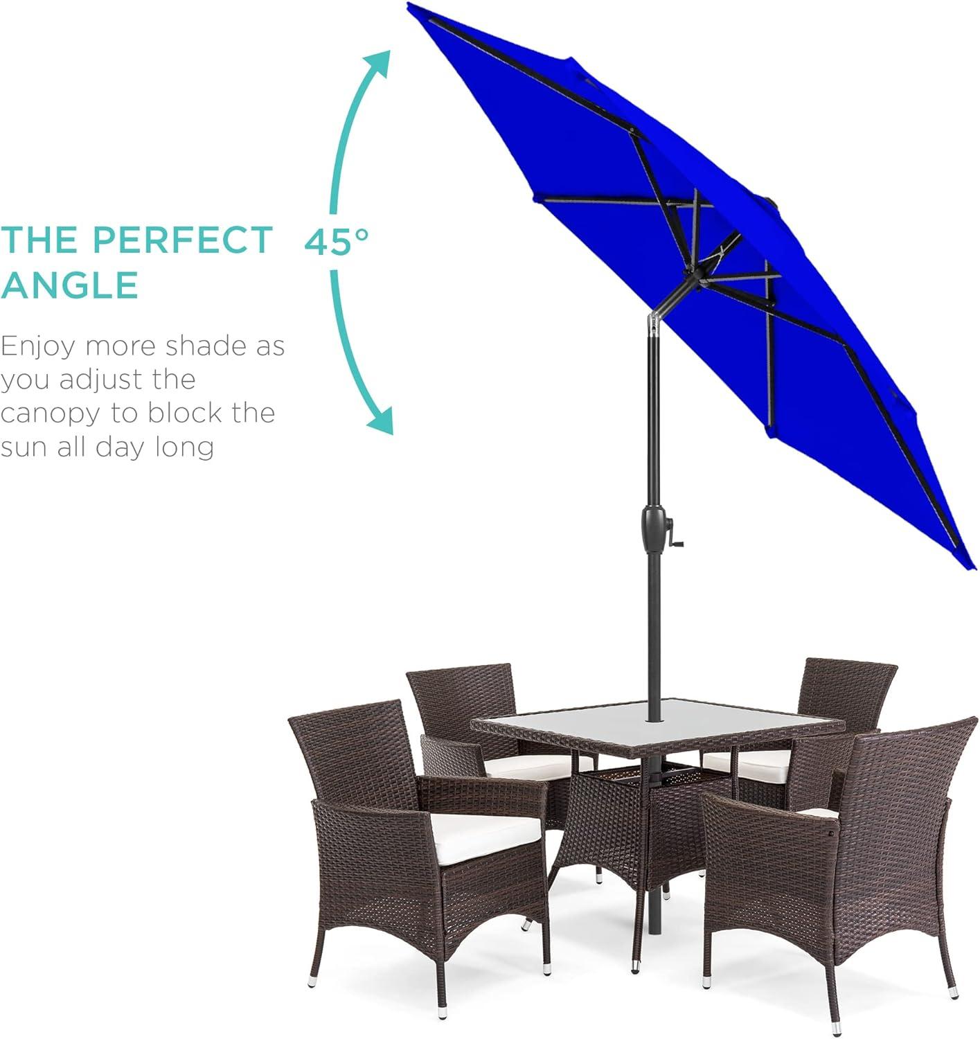 imageBest Choice Products 75ft HeavyDuty Round Outdoor Market Table Patio Umbrella wSteel Pole Push Button Tilt Easy Crank Lift  Sky BlueResort Blue