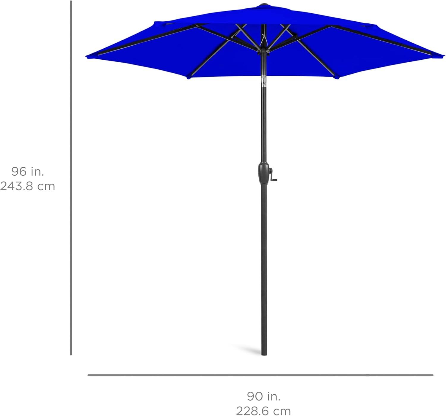 imageBest Choice Products 75ft HeavyDuty Round Outdoor Market Table Patio Umbrella wSteel Pole Push Button Tilt Easy Crank Lift  Sky BlueResort Blue