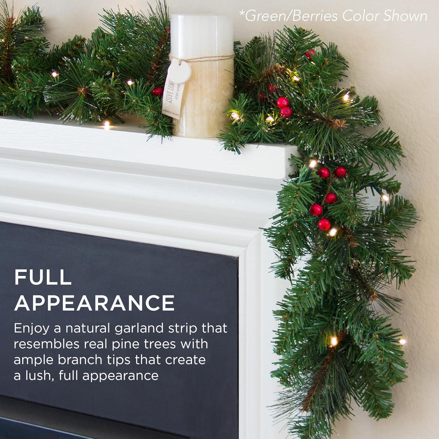 imageBest Choice Products 9ft PreLit Holiday PreDecorated Christmas Garland for Stairs Fireplace Decoration wPVC Tips 50 Lights Pine Cones Berries  SemiFlockedSKY8230
