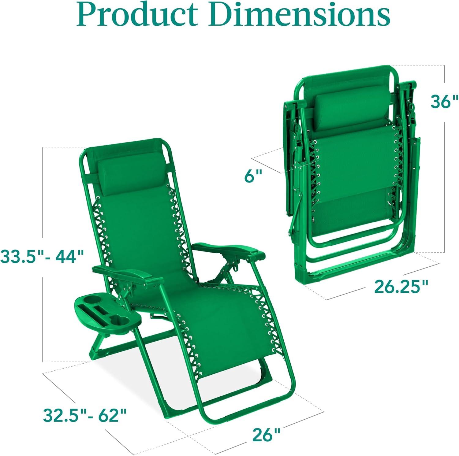 imageBest Choice Products Adjustable Zero Gravity Chair Monochromatic Color Folding Patio Recliner wSide Tray Headrest  SeafoamBasil