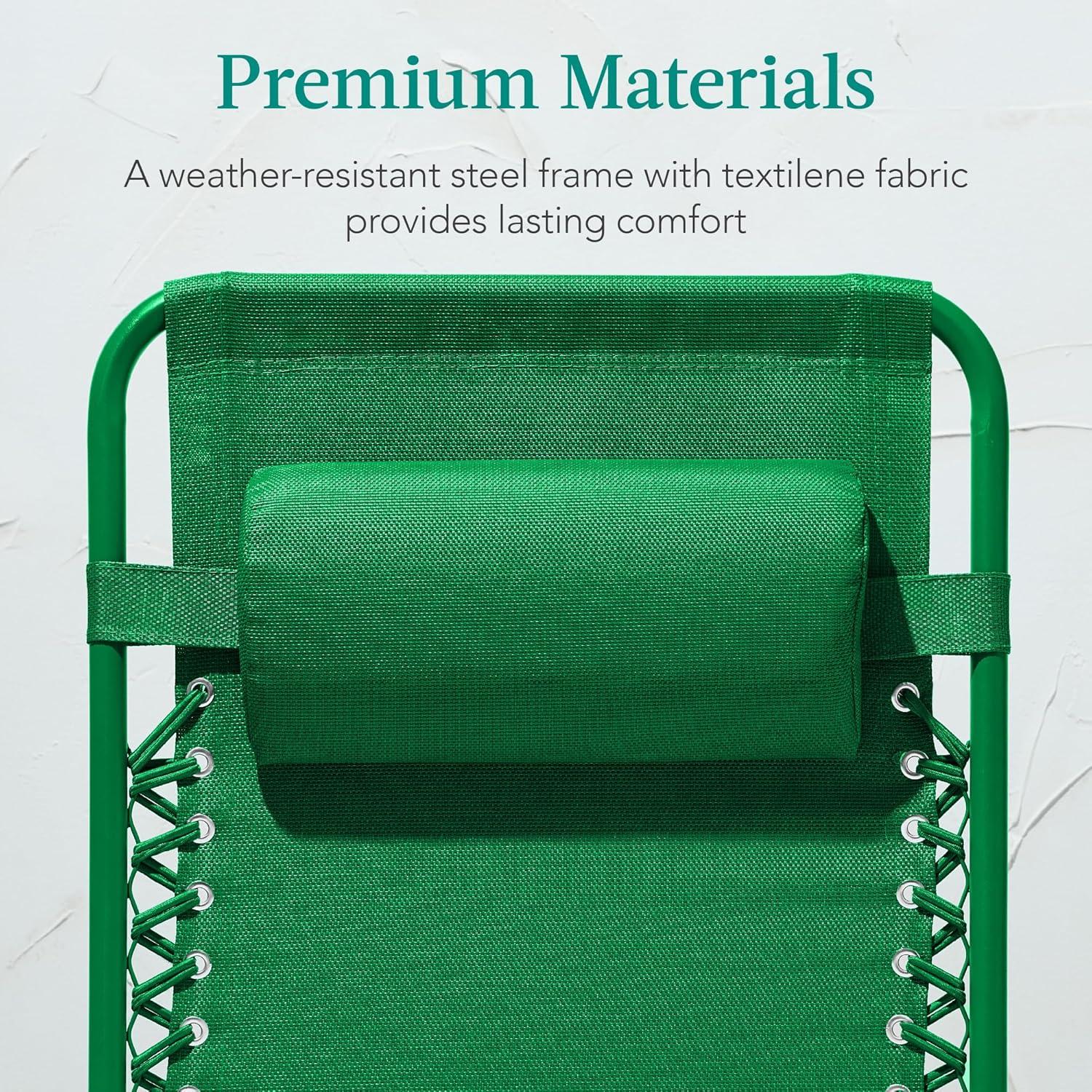 imageBest Choice Products Adjustable Zero Gravity Chair Monochromatic Color Folding Patio Recliner wSide Tray Headrest  SeafoamBasil