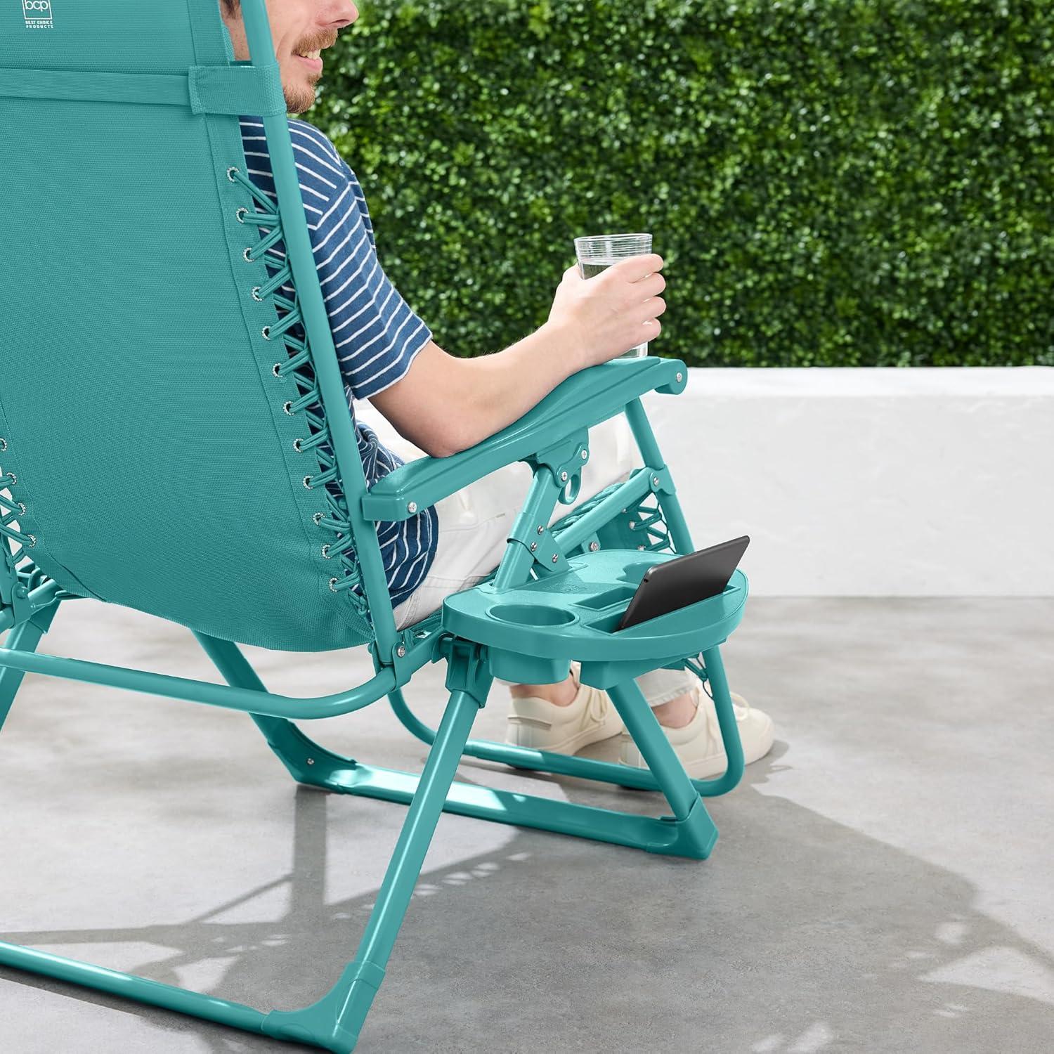 Hot Pink Zero Gravity Chair With Tray - Foldable Outdoor Recliner For Patio, Beach & Backyard