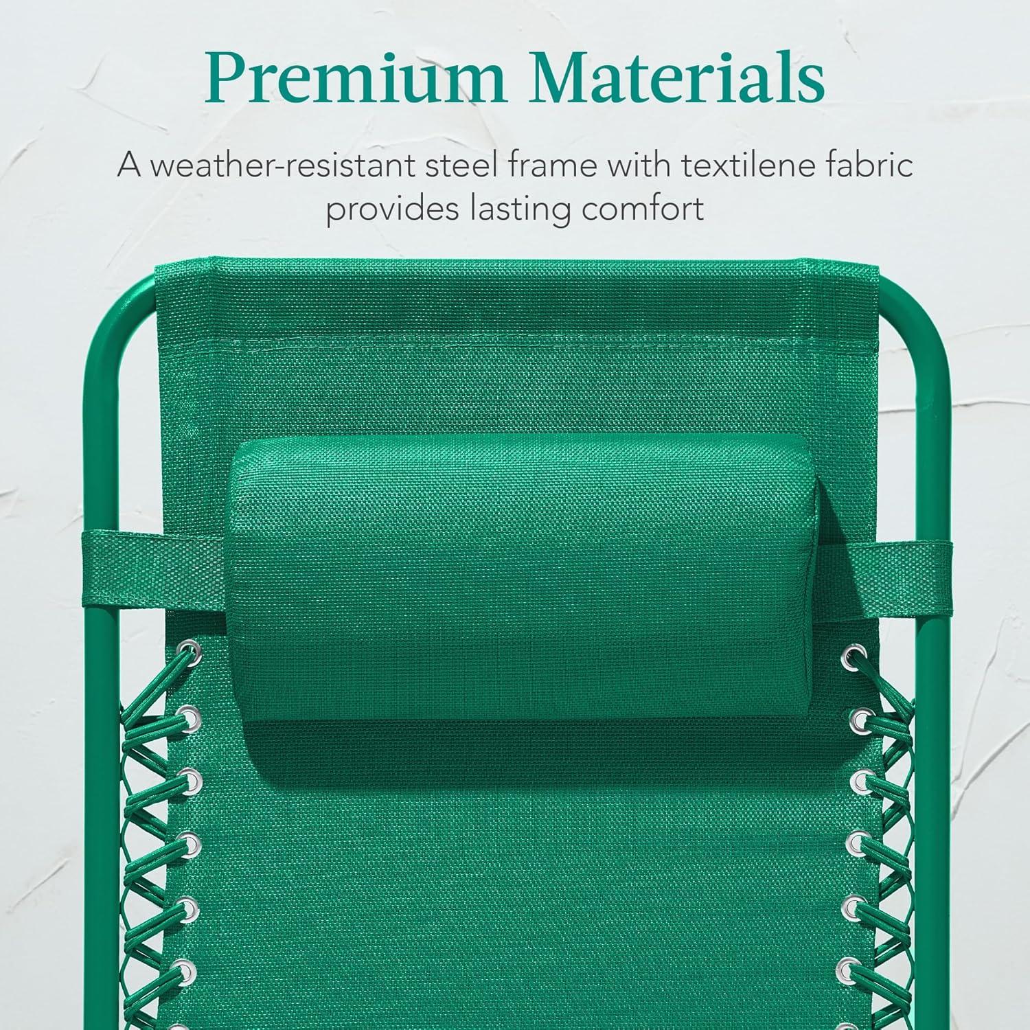 imageBest Choice Products Adjustable Zero Gravity Chair Monochromatic Color Folding Patio Recliner wSide Tray Headrest  SeafoamEmerald