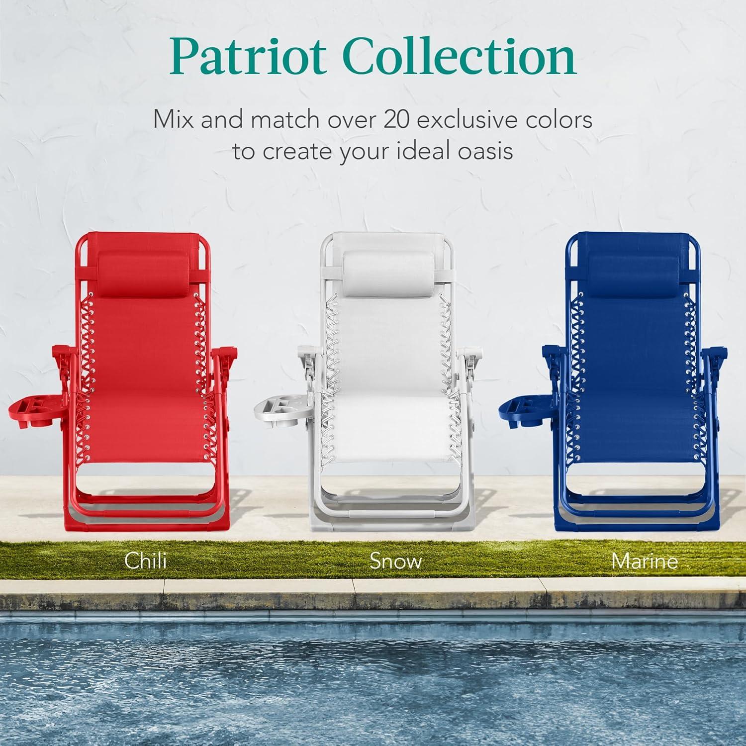 imageBest Choice Products Adjustable Zero Gravity Chair Monochromatic Color Folding Patio Recliner wSide Tray Headrest  SeafoamMarine