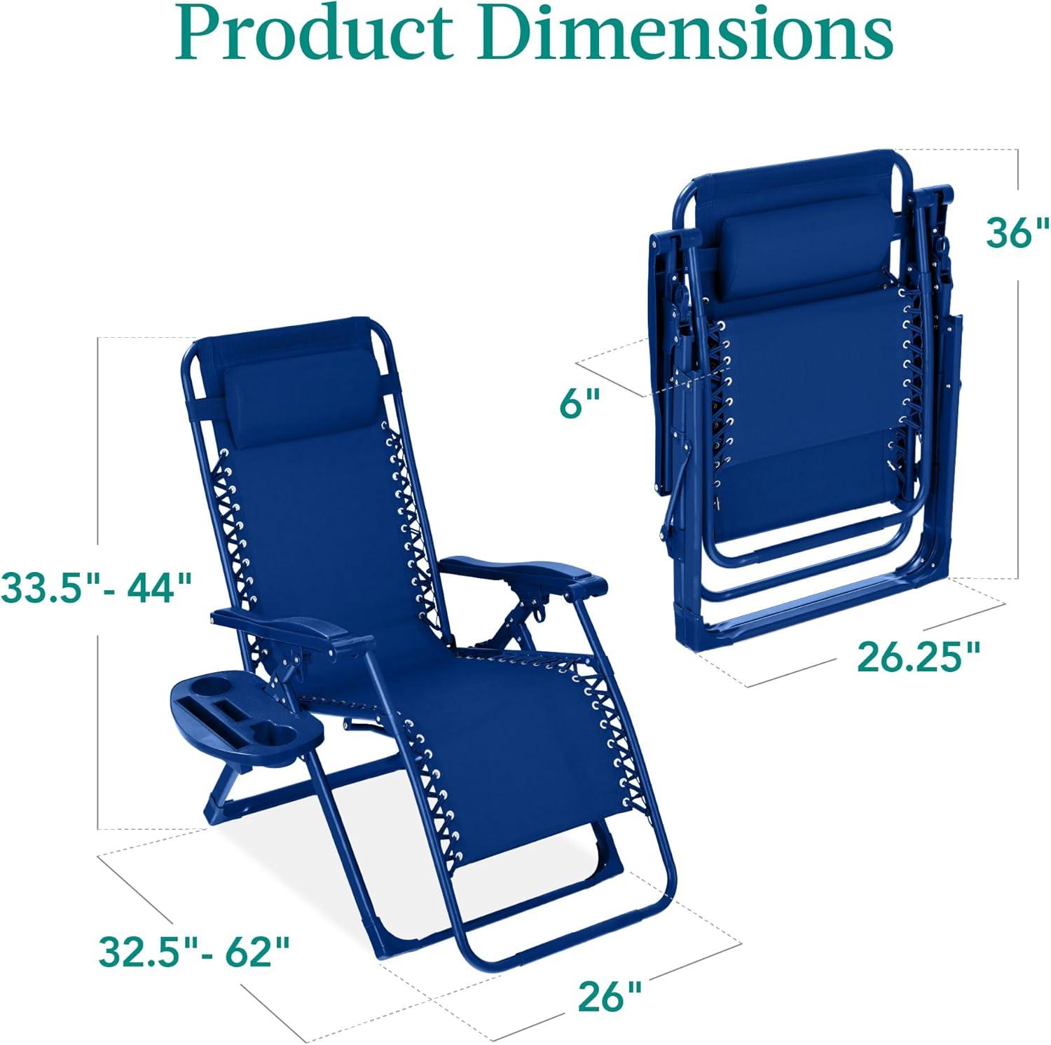 imageBest Choice Products Adjustable Zero Gravity Chair Monochromatic Color Folding Patio Recliner wSide Tray Headrest  SeafoamMarine