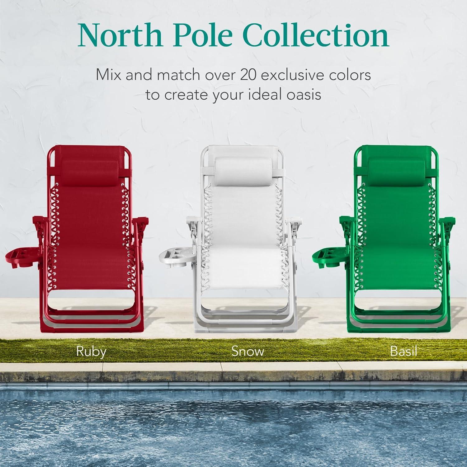 imageBest Choice Products Adjustable Zero Gravity Chair Monochromatic Color Folding Patio Recliner wSide Tray Headrest  SeafoamRuby