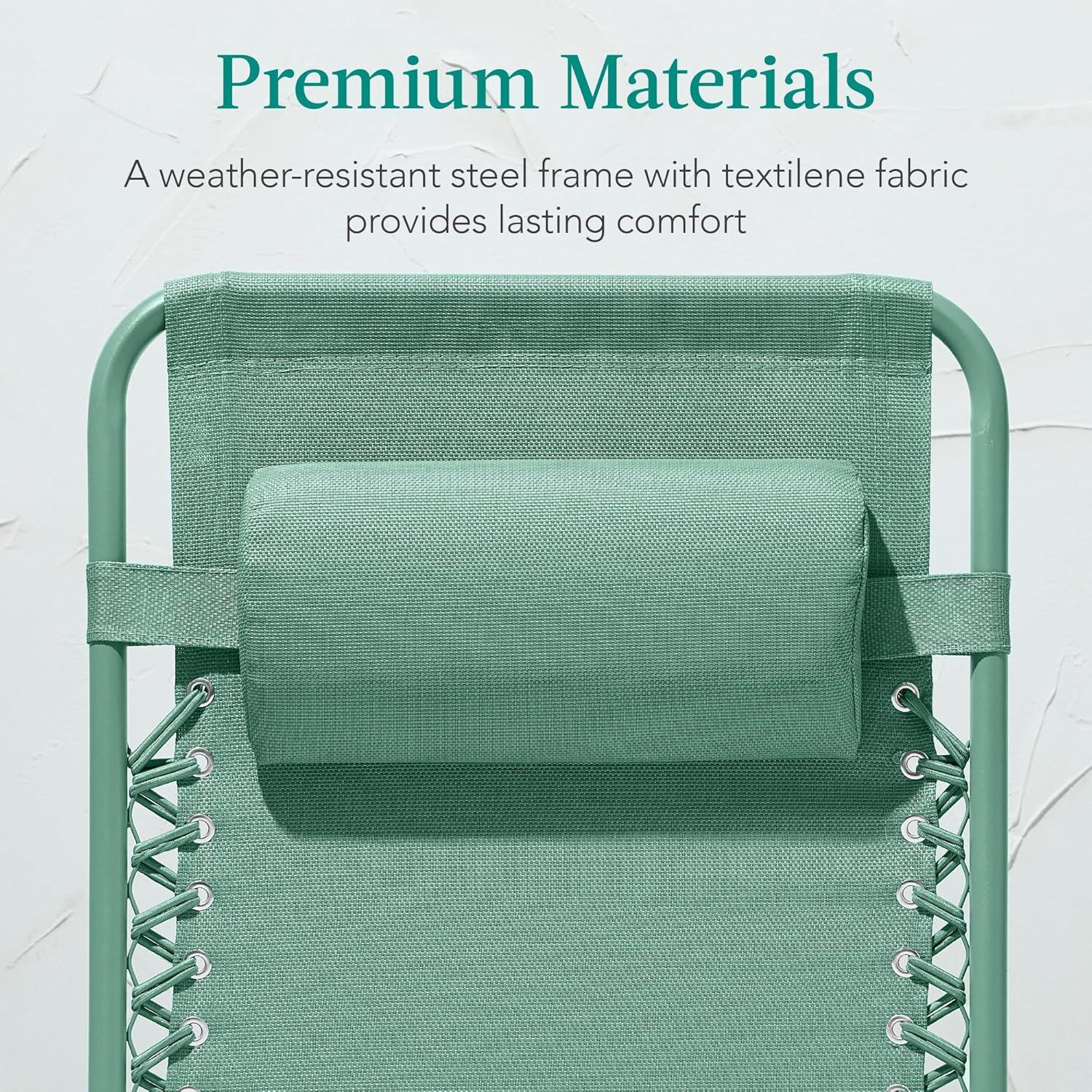 imageBest Choice Products Adjustable Zero Gravity Chair Monochromatic Color Folding Patio Recliner wSide Tray Headrest  SeafoamSeafoam