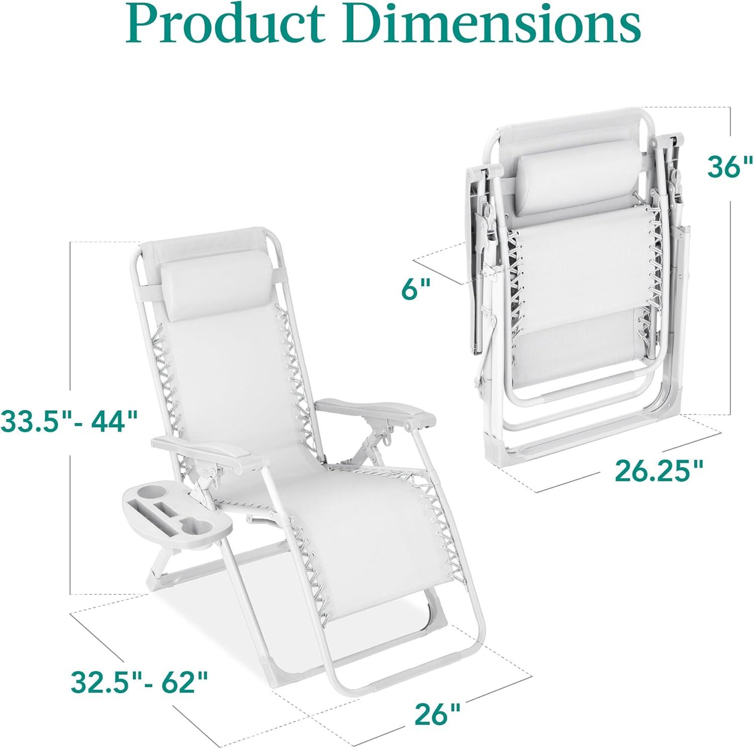 imageBest Choice Products Adjustable Zero Gravity Chair Monochromatic Color Folding Patio Recliner wSide Tray Headrest  SeafoamSnow