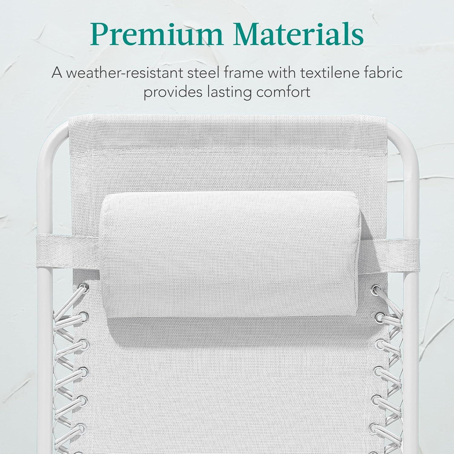 imageBest Choice Products Adjustable Zero Gravity Chair Monochromatic Color Folding Patio Recliner wSide Tray Headrest  SeafoamSnow