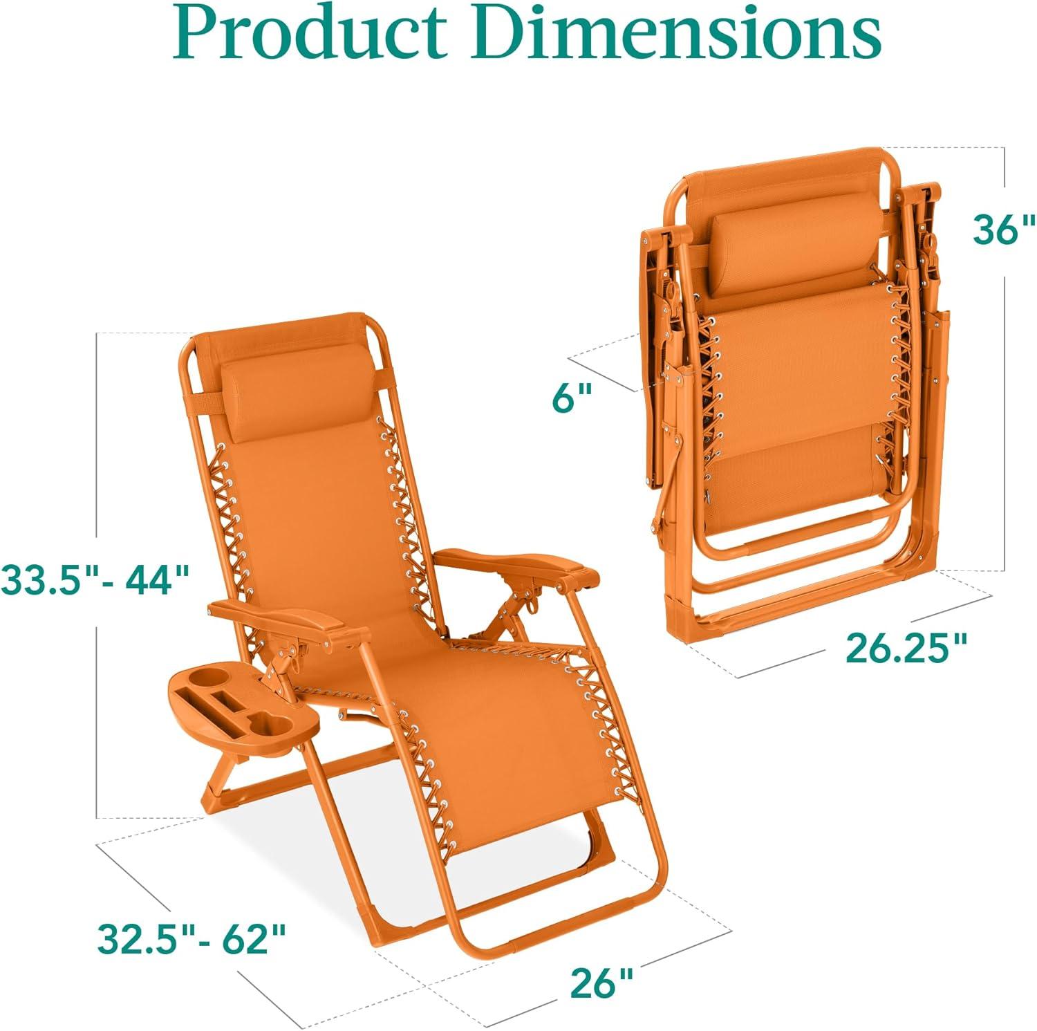 imageBest Choice Products Adjustable Zero Gravity Chair Monochromatic Color Folding Patio Recliner wSide Tray Headrest  SeafoamTangerine