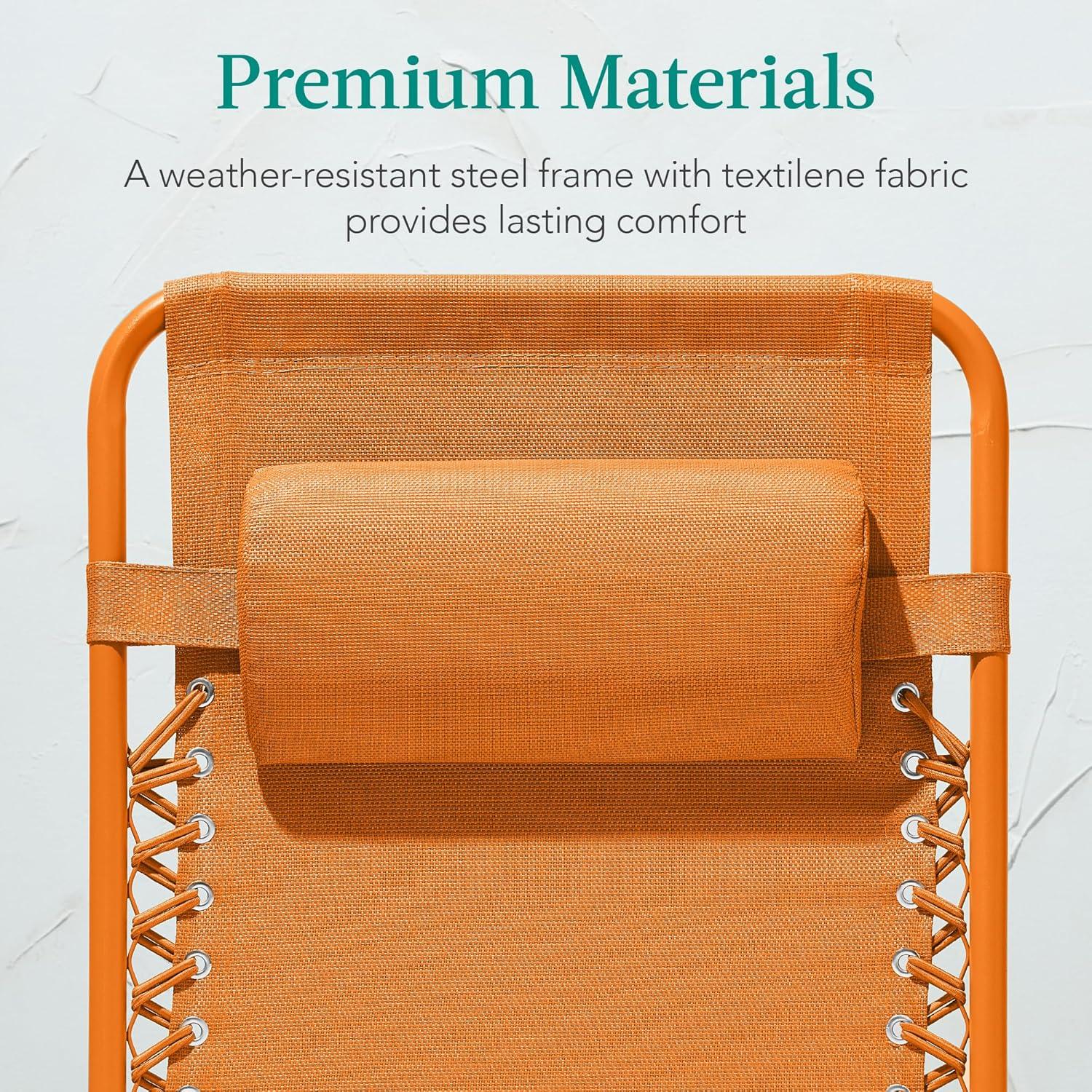 imageBest Choice Products Adjustable Zero Gravity Chair Monochromatic Color Folding Patio Recliner wSide Tray Headrest  SeafoamTangerine