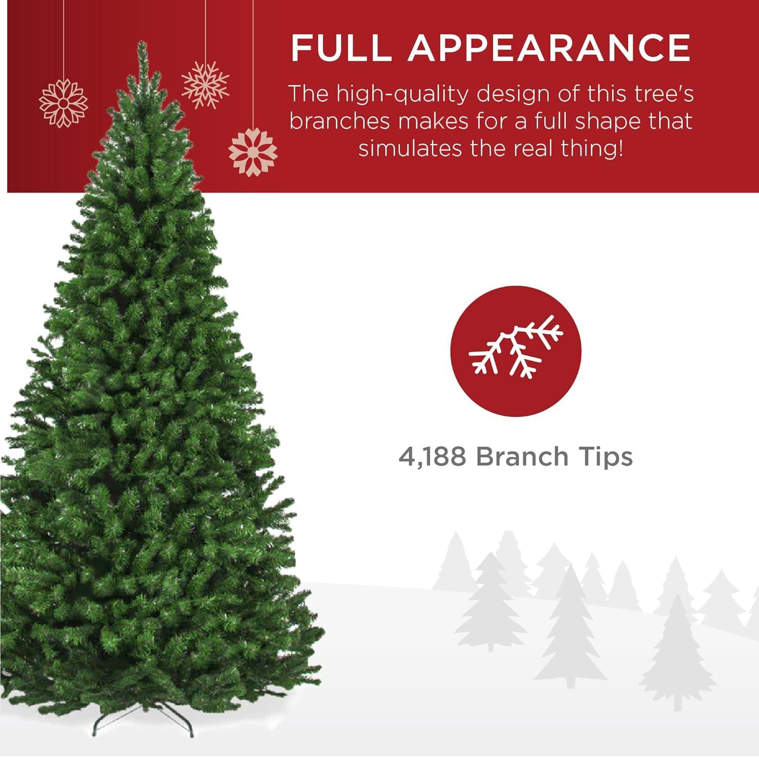 imageBest Choice Products Artificial Christmas Tree 6ft Premium Unlit Realistic Spruce Holiday Dcor wDense Branches Easy Assembly Metal Base12ft