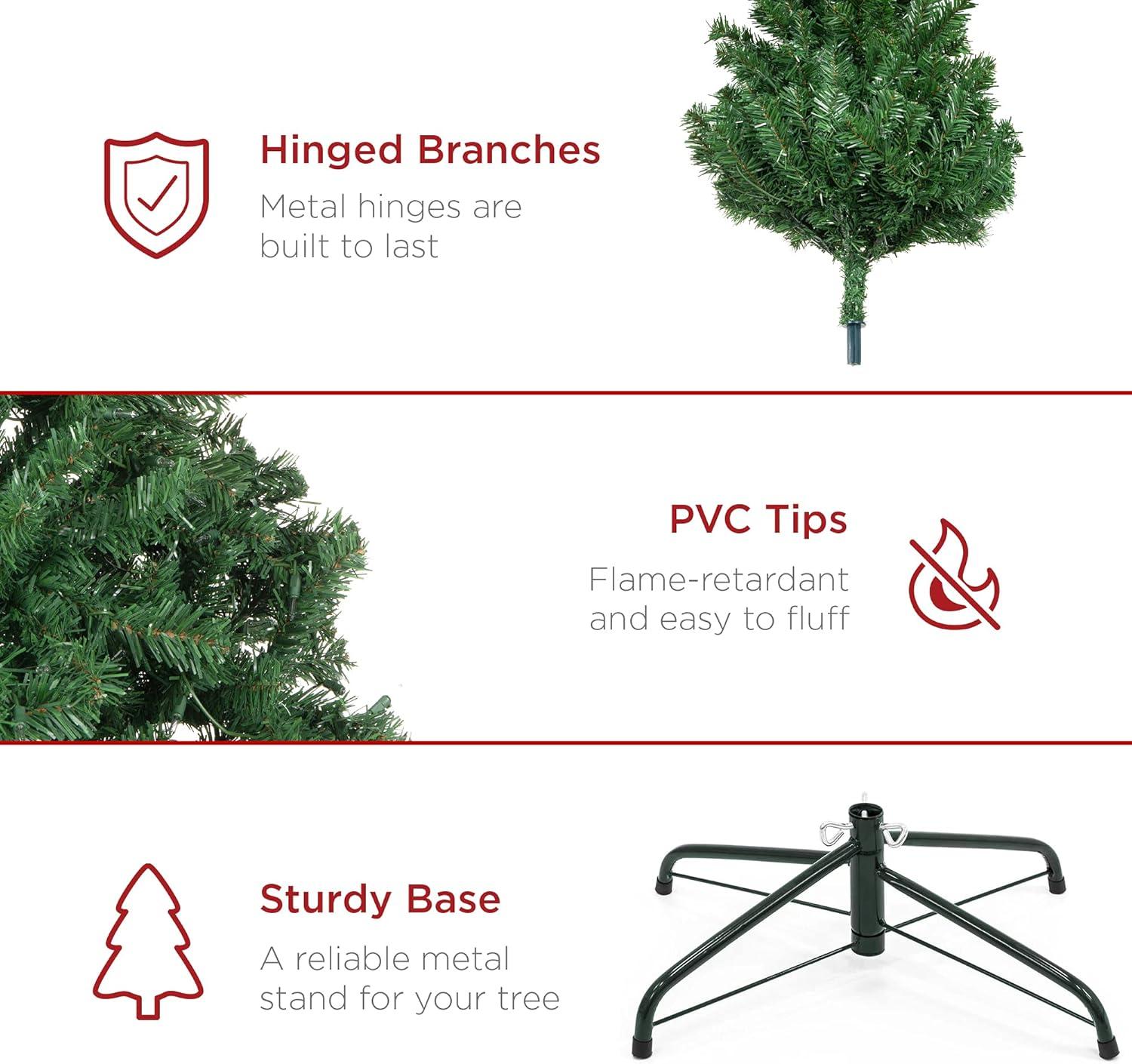 imageBest Choice Products Artificial Christmas Tree 6ft Premium Unlit Realistic Spruce Holiday Dcor wDense Branches Easy Assembly Metal Base6ft