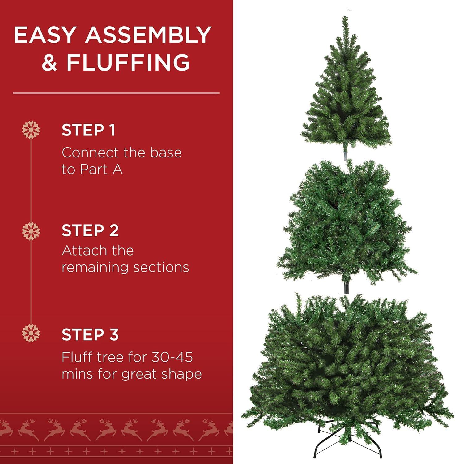 imageBest Choice Products Artificial Christmas Tree 6ft Premium Unlit Realistic Spruce Holiday Dcor wDense Branches Easy Assembly Metal Base6ft