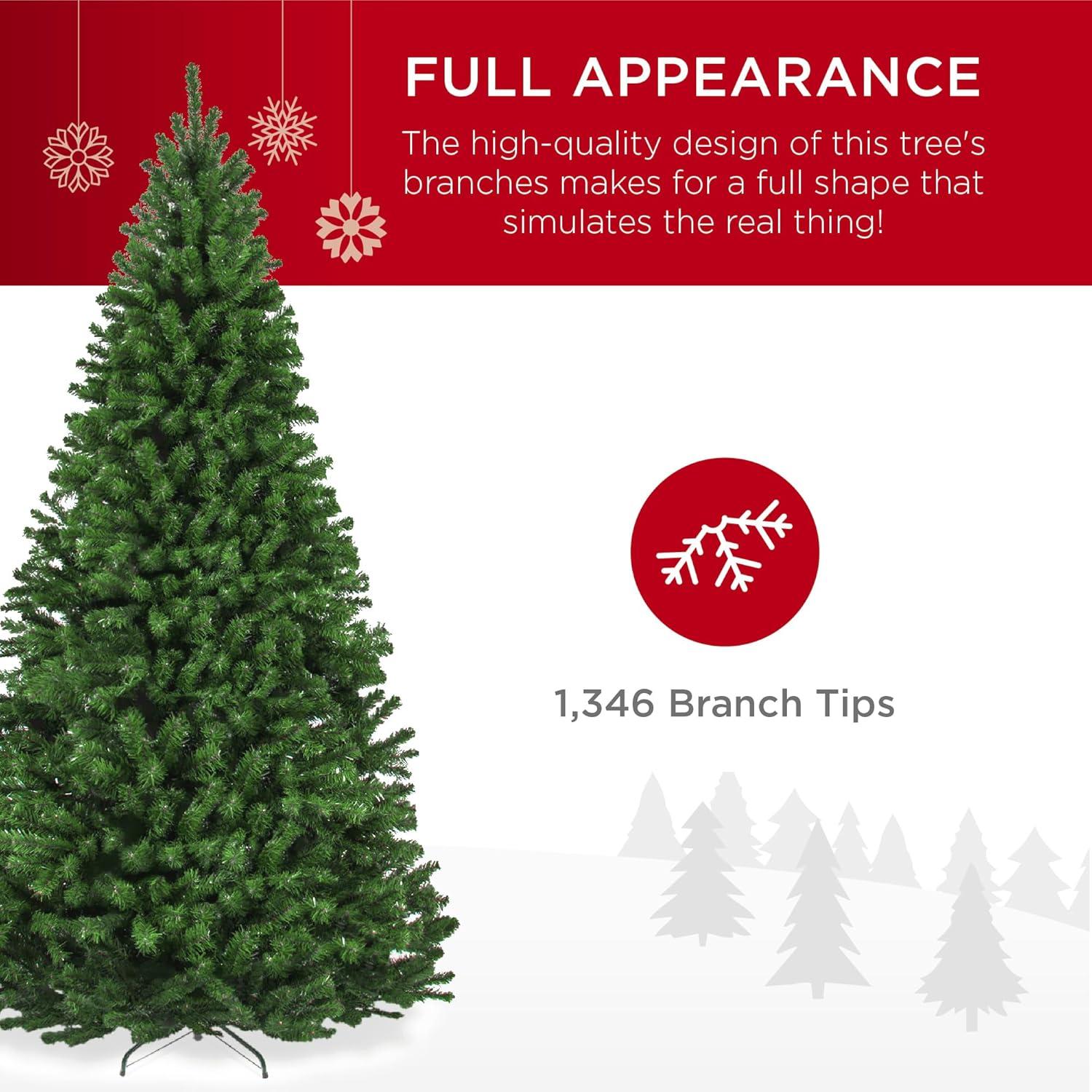 imageBest Choice Products Artificial Christmas Tree 6ft Premium Unlit Realistic Spruce Holiday Dcor wDense Branches Easy Assembly Metal Base75ft