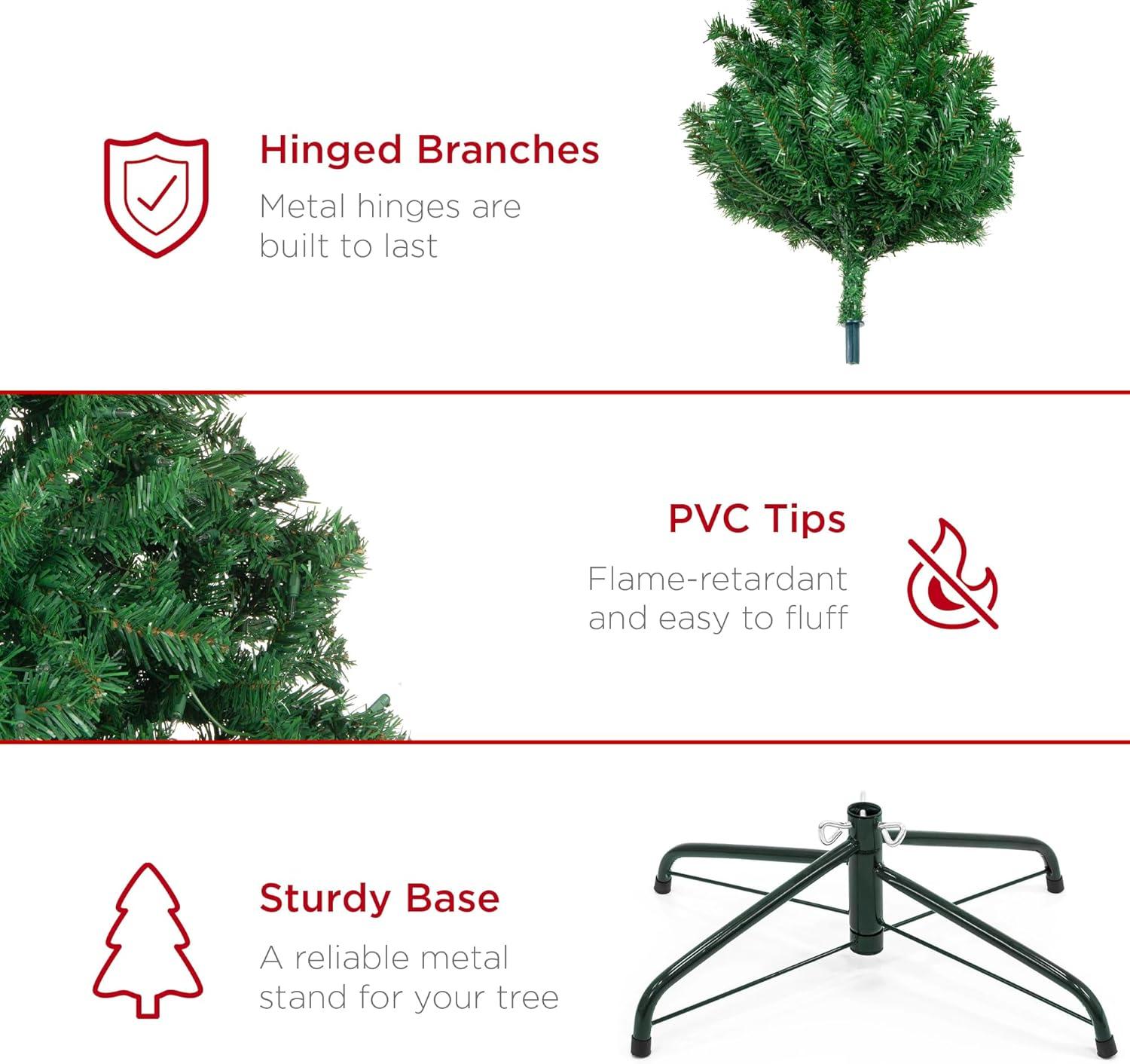 imageBest Choice Products Artificial Christmas Tree 6ft Premium Unlit Realistic Spruce Holiday Dcor wDense Branches Easy Assembly Metal Base75ft