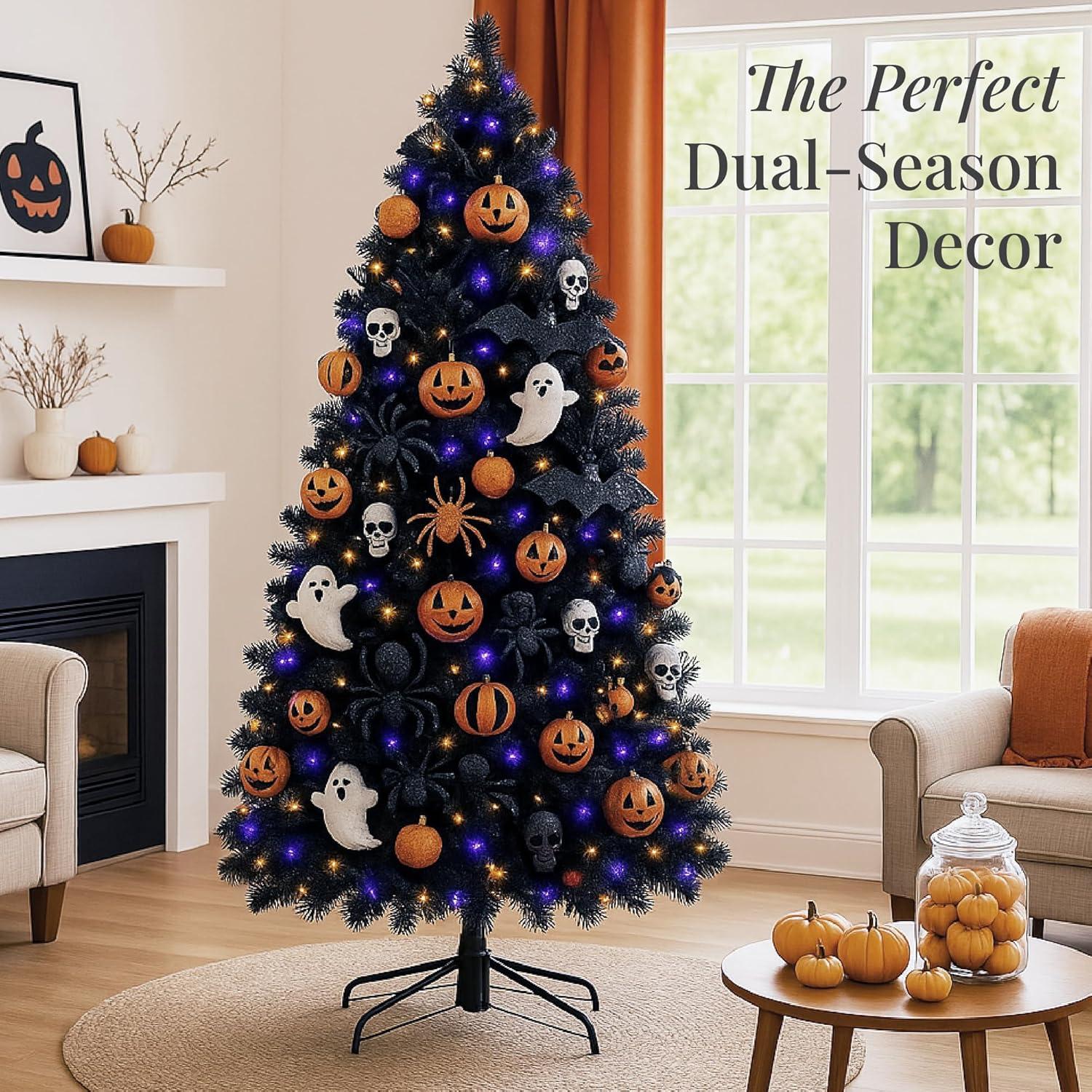imageBest Choice Products Artificial Christmas Tree White 6ft Premium Pine Unlit Holiday Decoration Full Size Dcor Easy Assembly wMetal StandBlack