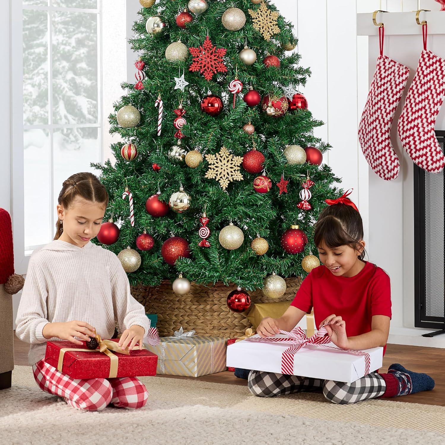 imageBest Choice Products Artificial Christmas Tree White 6ft Premium Pine Unlit Holiday Decoration Full Size Dcor Easy Assembly wMetal StandGreen