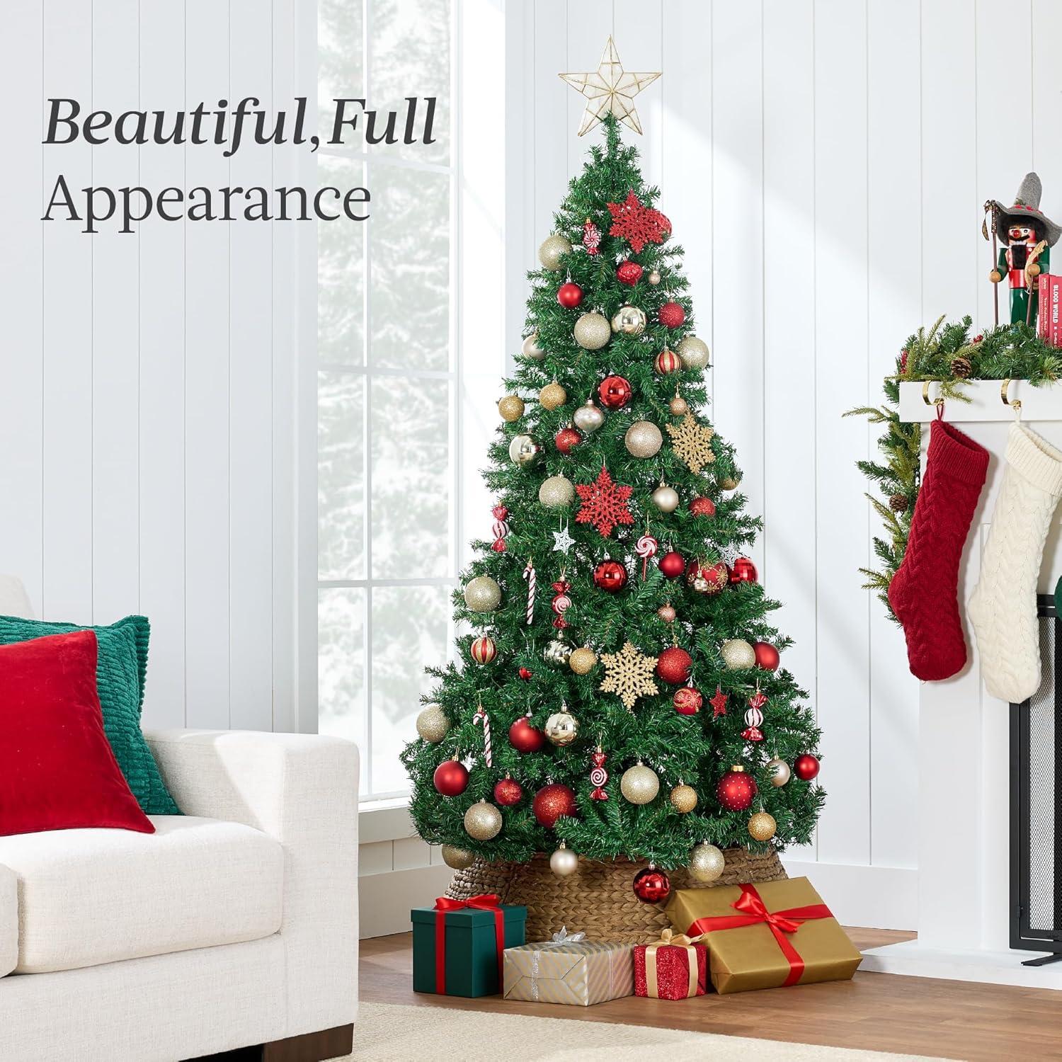 imageBest Choice Products Artificial Christmas Tree White 6ft Premium Pine Unlit Holiday Decoration Full Size Dcor Easy Assembly wMetal StandGreen
