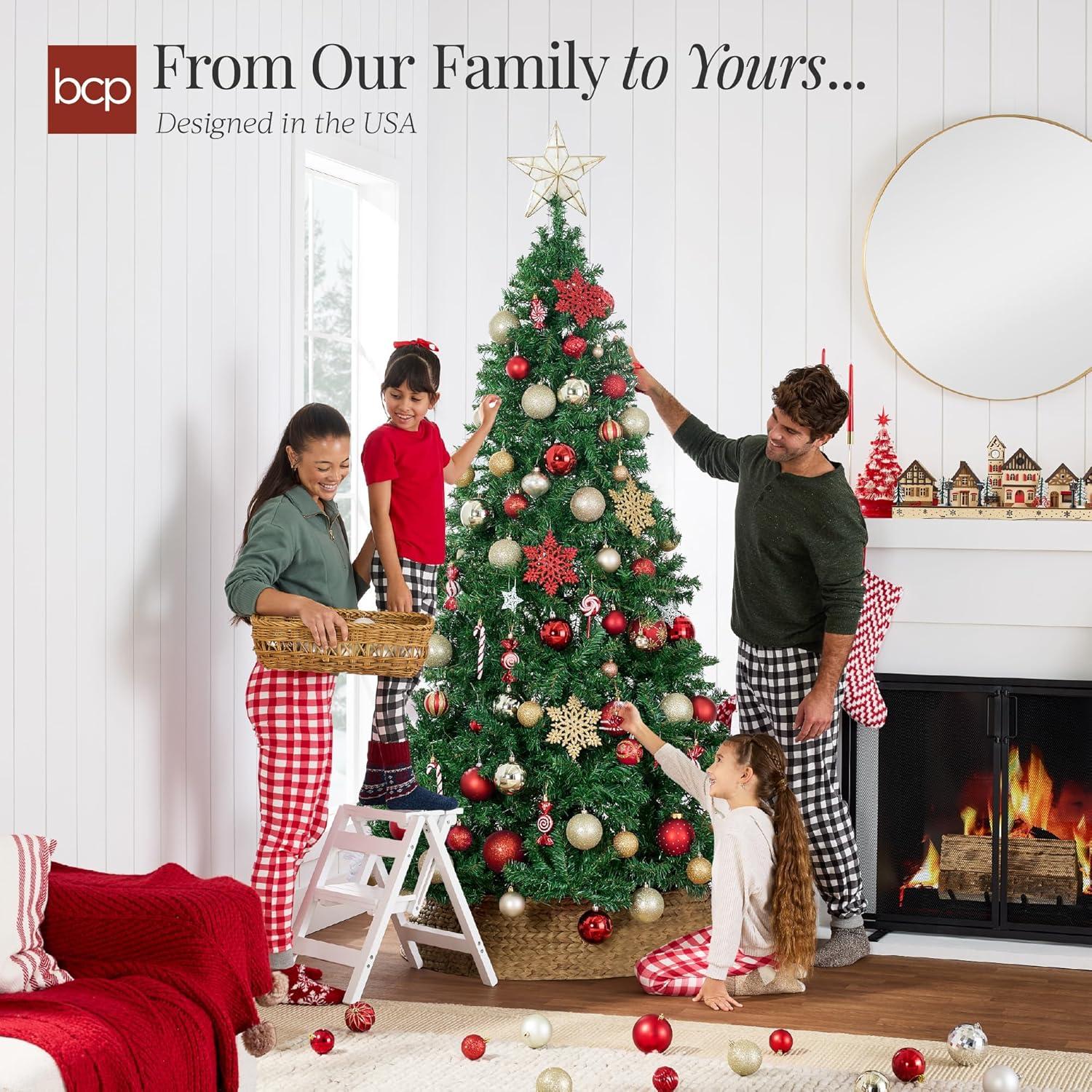 imageBest Choice Products Artificial Christmas Tree White 6ft Premium Pine Unlit Holiday Decoration Full Size Dcor Easy Assembly wMetal StandGreen