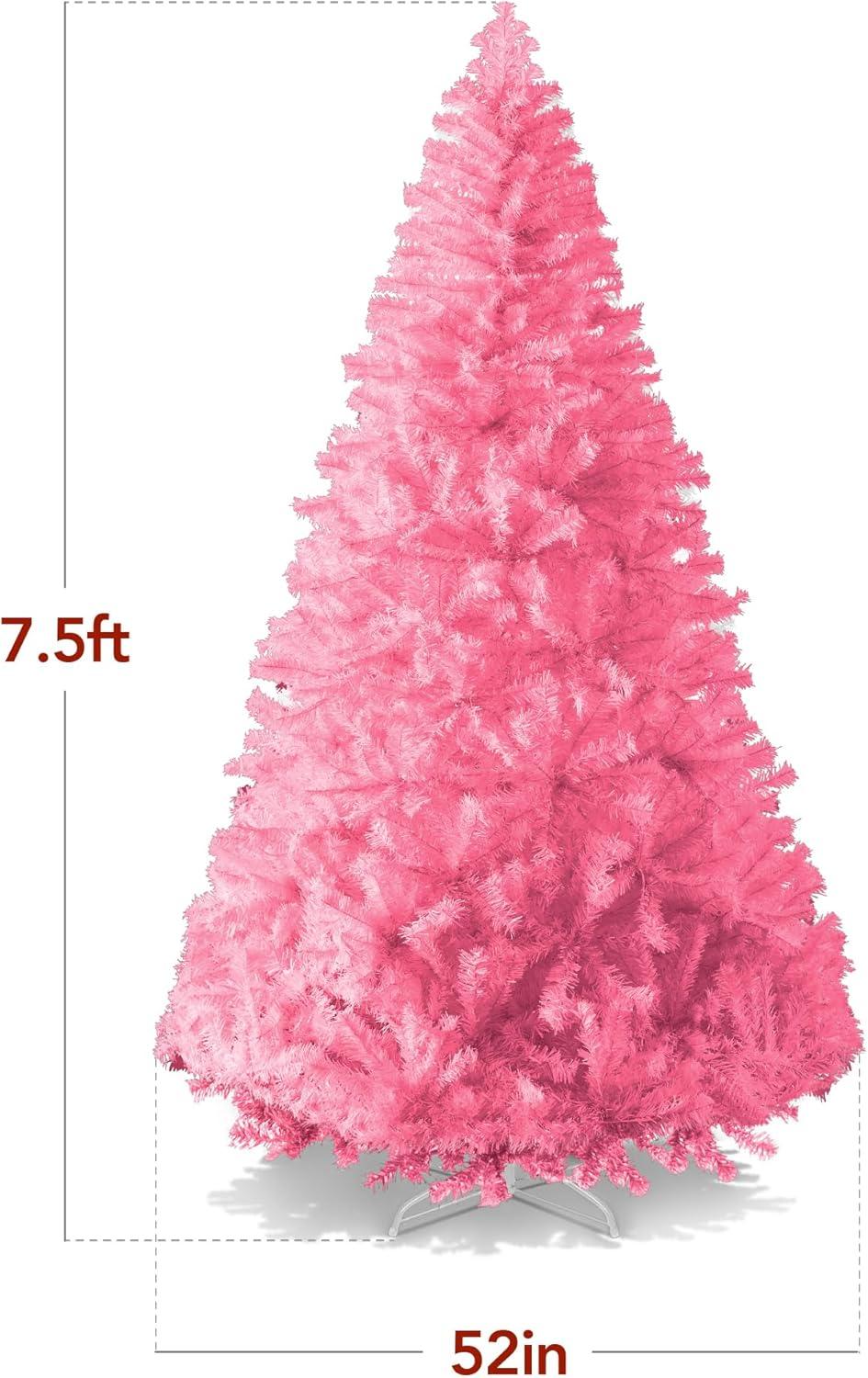 imageBest Choice Products Artificial Christmas Tree White 6ft Premium Pine Unlit Holiday Decoration Full Size Dcor Easy Assembly wMetal StandPink