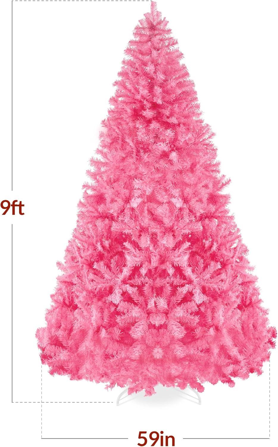 imageBest Choice Products Artificial Christmas Tree White 6ft Premium Pine Unlit Holiday Decoration Full Size Dcor Easy Assembly wMetal StandPink