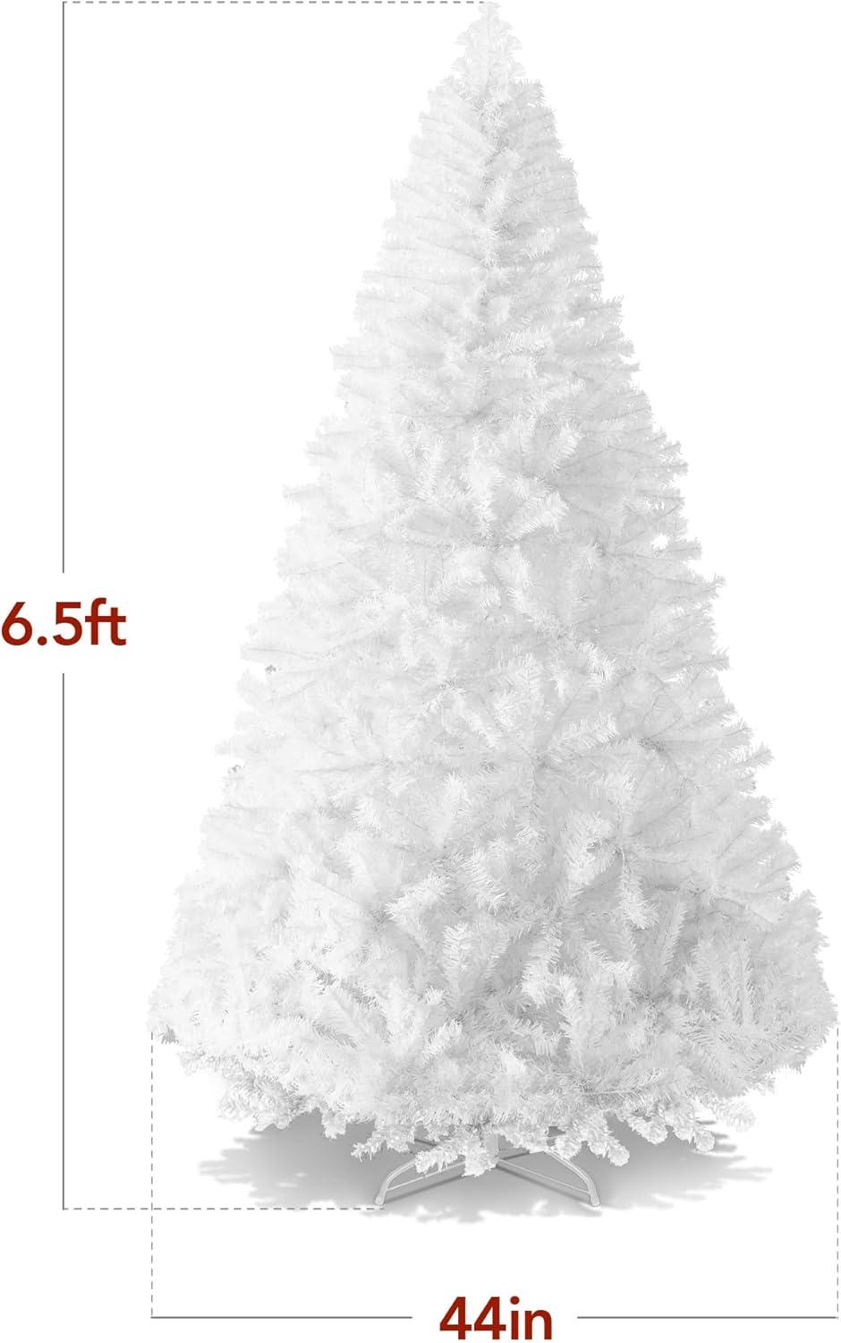 imageBest Choice Products Artificial Christmas Tree White 6ft Premium Pine Unlit Holiday Decoration Full Size Dcor Easy Assembly wMetal StandWhite