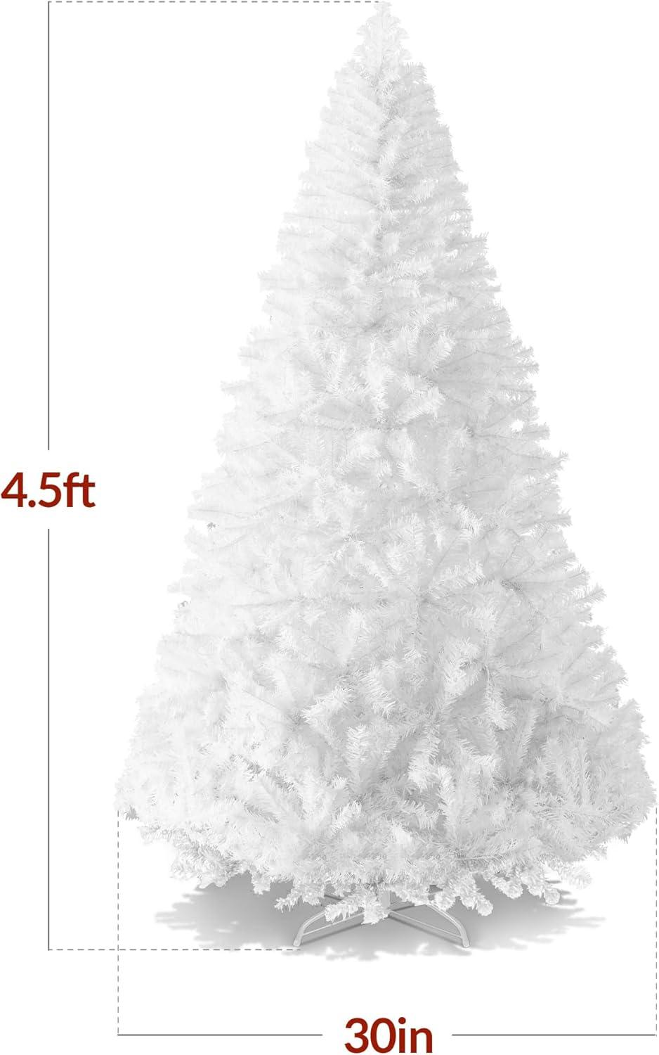imageBest Choice Products Artificial Christmas Tree White 6ft Premium Pine Unlit Holiday Decoration Full Size Dcor Easy Assembly wMetal StandWhite
