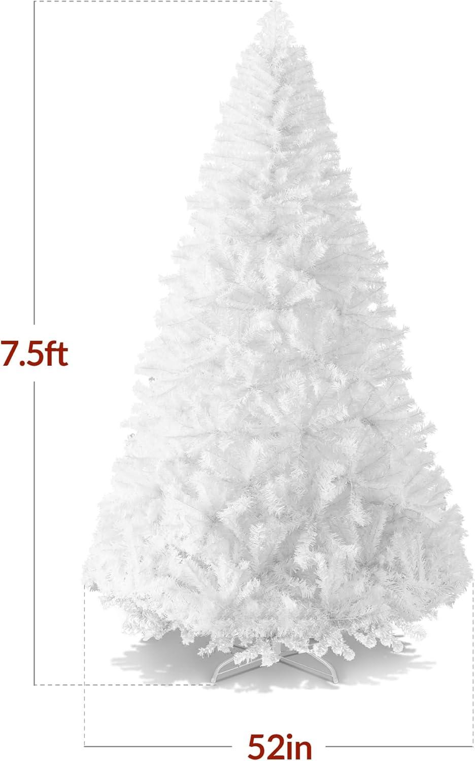 imageBest Choice Products Artificial Christmas Tree White 6ft Premium Pine Unlit Holiday Decoration Full Size Dcor Easy Assembly wMetal StandWhite