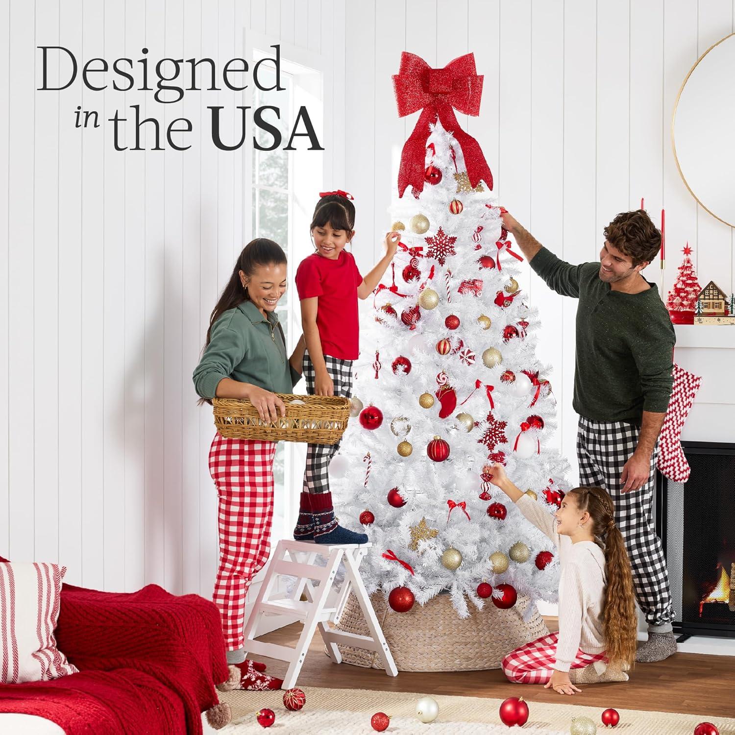 imageBest Choice Products Artificial Christmas Tree White 6ft Premium Pine Unlit Holiday Decoration Full Size Dcor Easy Assembly wMetal StandWhite