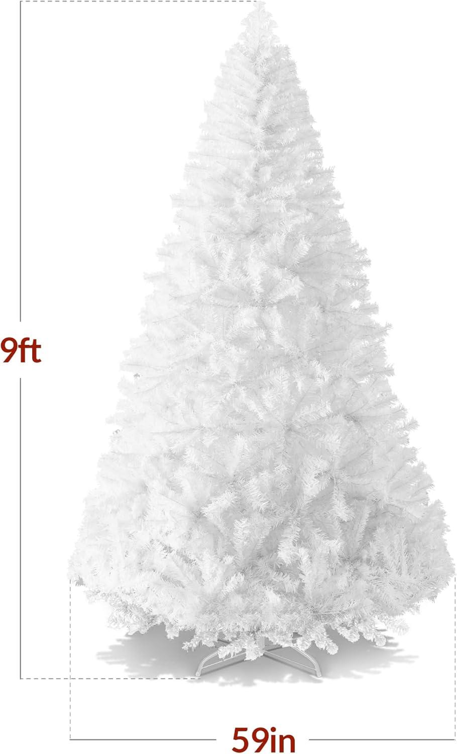 imageBest Choice Products Artificial Christmas Tree White 6ft Premium Pine Unlit Holiday Decoration Full Size Dcor Easy Assembly wMetal StandWhite