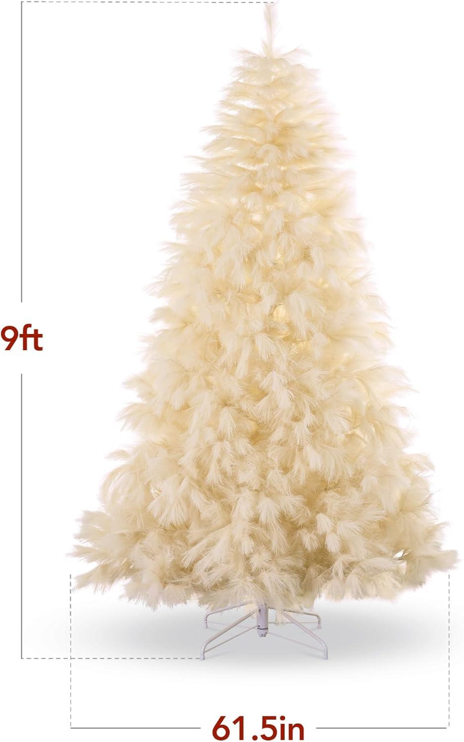 imageBest Choice Products Artificial Ivory Pampas Christmas Tree 75ft Premium Deluxe Unlit Pampas Grass Holiday Dcor Easy Assembly Metal BaseIvory