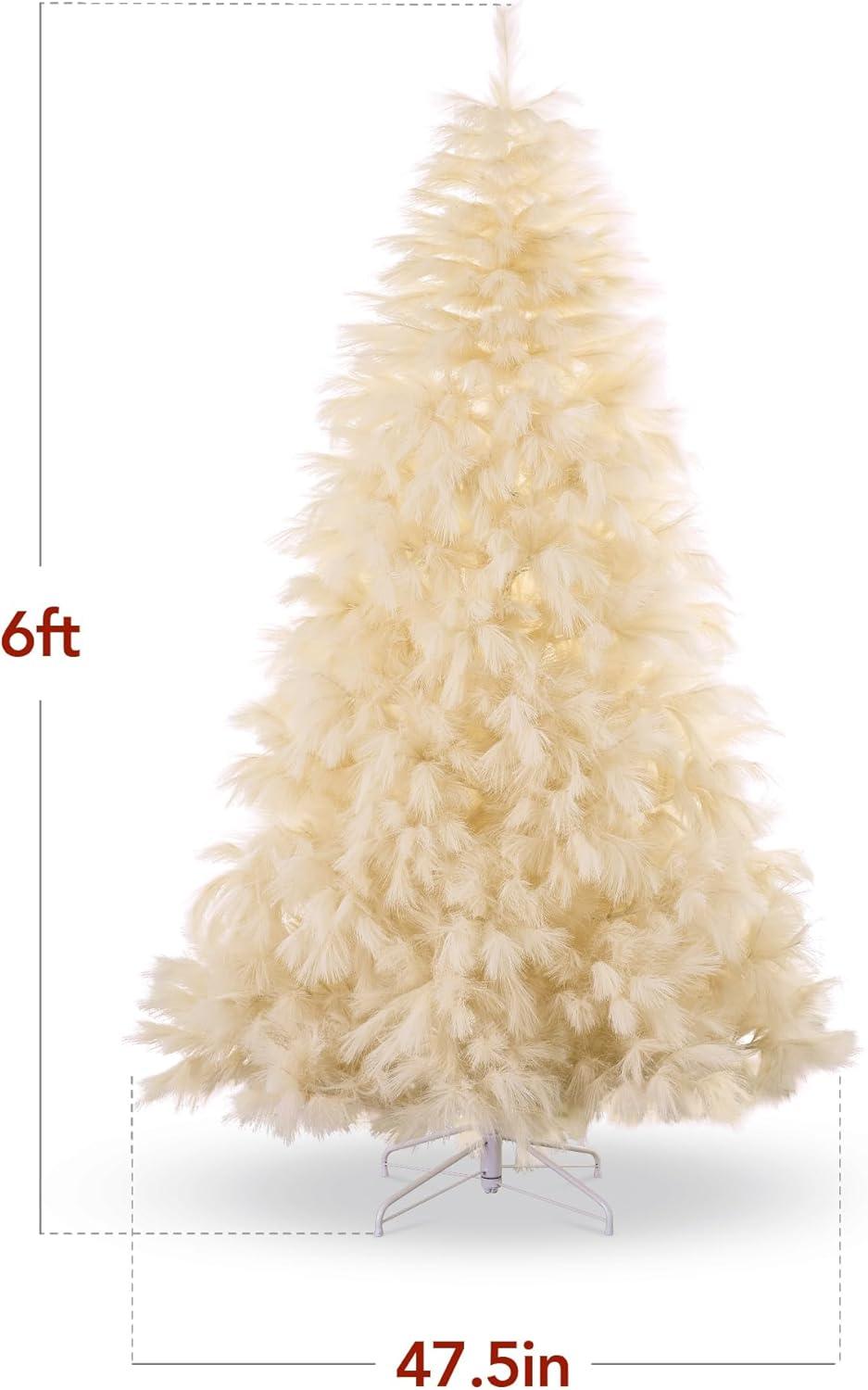 imageBest Choice Products Artificial Ivory Pampas Christmas Tree 75ft Premium Deluxe Unlit Pampas Grass Holiday Dcor Easy Assembly Metal BaseIvory