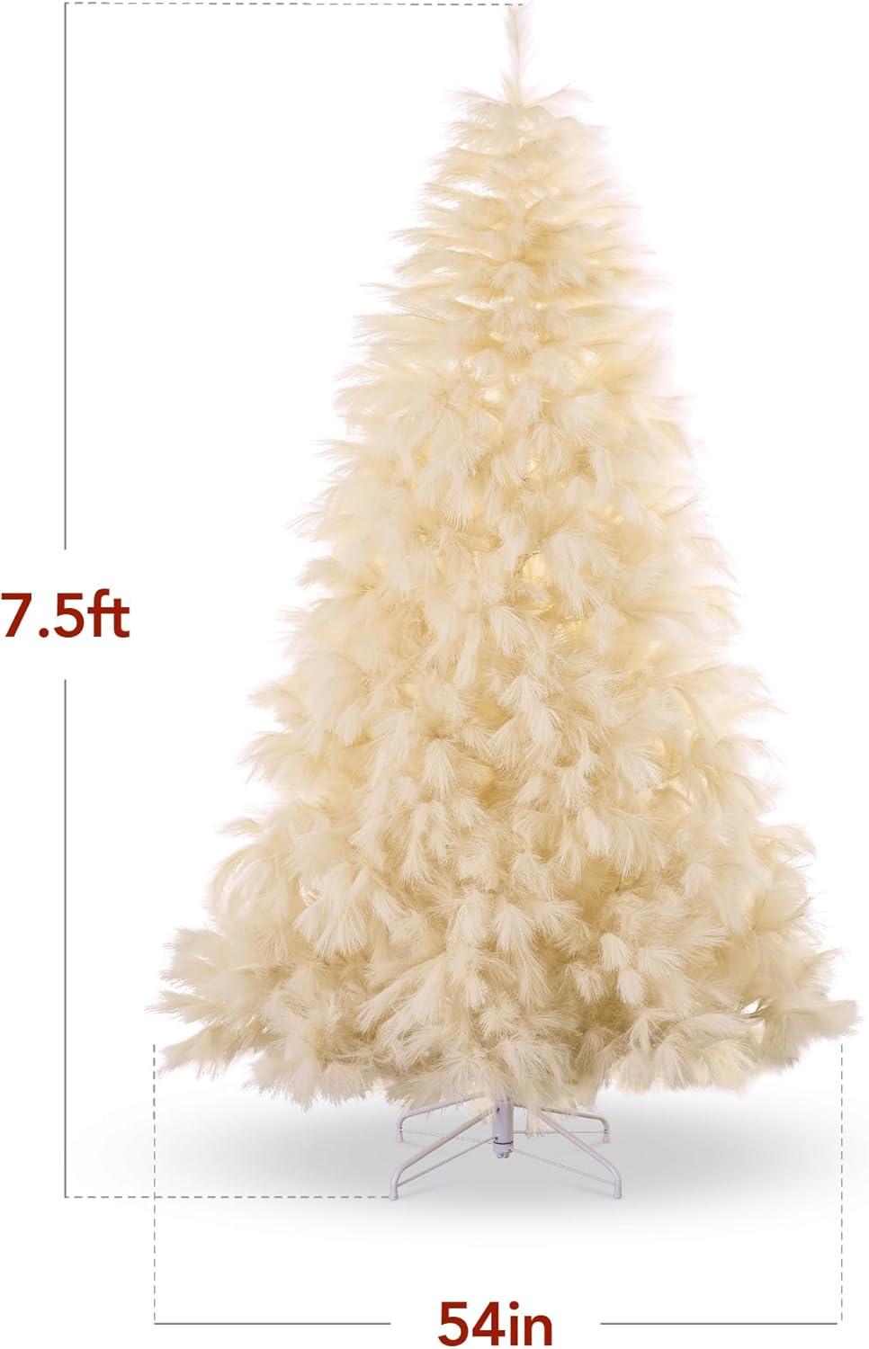 imageBest Choice Products Artificial Ivory Pampas Christmas Tree 75ft Premium Deluxe Unlit Pampas Grass Holiday Dcor Easy Assembly Metal BaseIvory