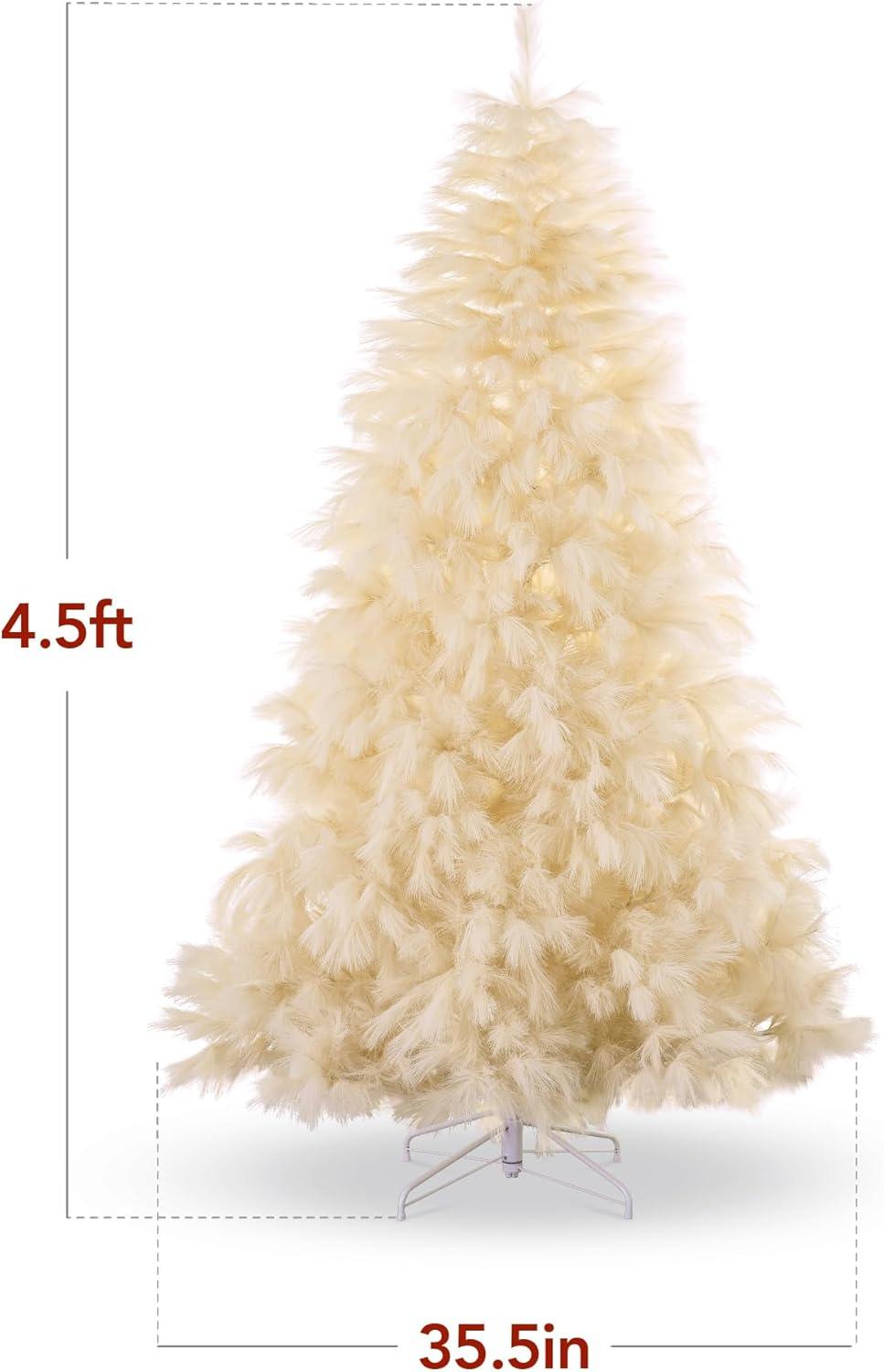 imageBest Choice Products Artificial Ivory Pampas Christmas Tree 75ft Premium Deluxe Unlit Pampas Grass Holiday Dcor Easy Assembly Metal BaseIvory