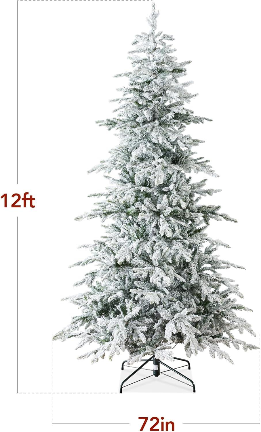 imageBest Choice Products Lighted Aspen Christmas Tree 6ft Flocked Artifical Noble Fir PreLit White ampamp Multicolored LED Lights Premium Holiday DcorFlocked Green