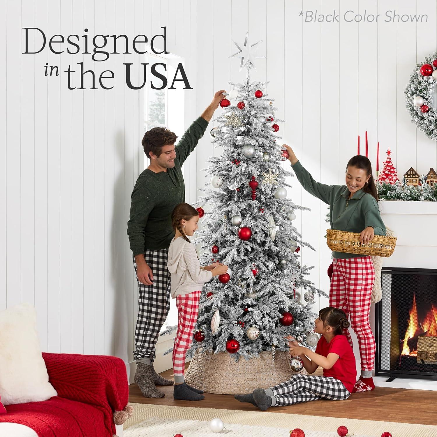 imageBest Choice Products Lighted Aspen Christmas Tree 6ft Flocked Artifical Noble Fir PreLit White ampamp Multicolored LED Lights Premium Holiday DcorFlocked Green
