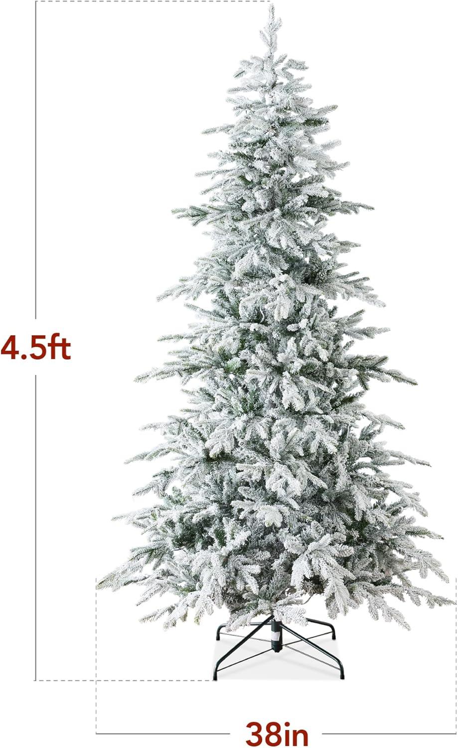 imageBest Choice Products Lighted Aspen Christmas Tree 6ft Flocked Artifical Noble Fir PreLit White ampamp Multicolored LED Lights Premium Holiday DcorFlocked Green