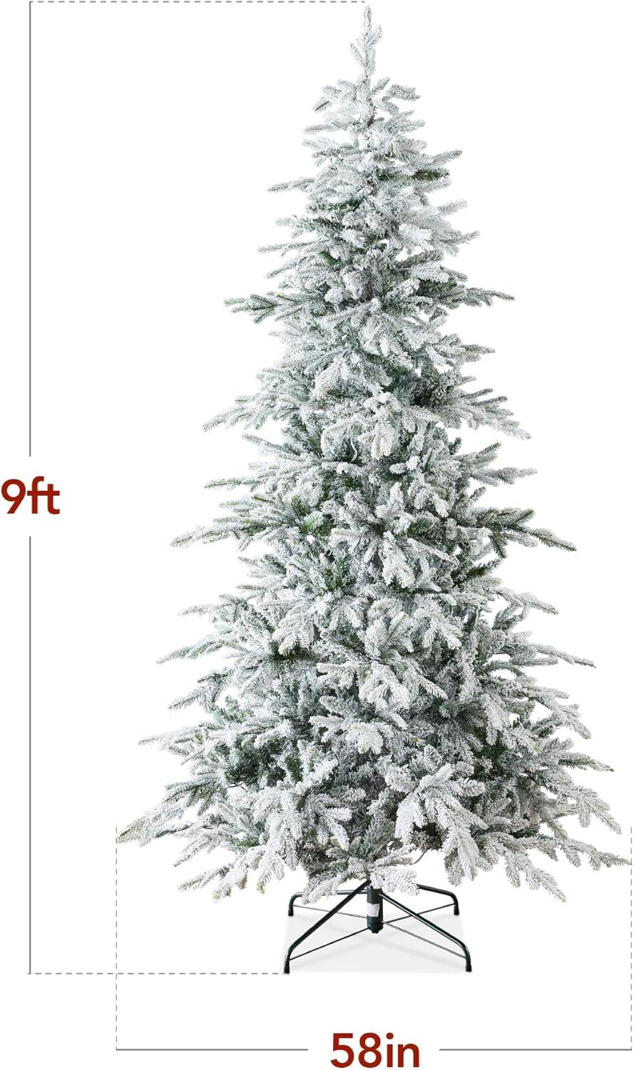 imageBest Choice Products Lighted Aspen Christmas Tree 6ft Flocked Artifical Noble Fir PreLit White ampamp Multicolored LED Lights Premium Holiday DcorFlocked Green