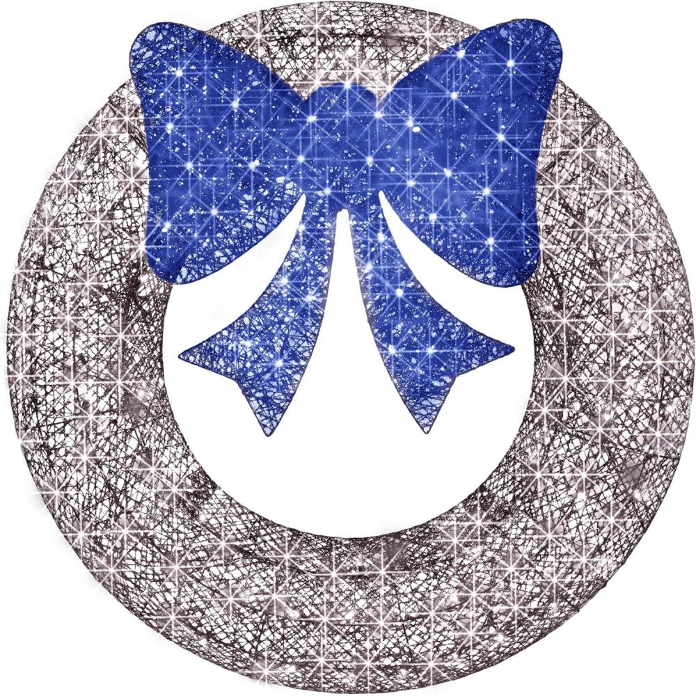 imageBest Choice Products 48in PreLit Outdoor Christmas Wreath Decoration LED Metal Holiday Decor for Home w 140 Lights Bow  GoldRedSilverBlue