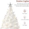 imageBest Choice Product 24in Extra Large Ceramic Christmas Tree PreLit HandPainted Tabletop XL Indoor Holiday Tree 74 Multicolor Bulbs LED Lights  GreenWhite