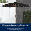 imageBest Choice Products 10ft Market Umbrella Outdoor Sun Shade for Backyard Deck Poolside Table wWoodgrain Pattern Easy Tilt ampamp Crank  Fog GrayBlack